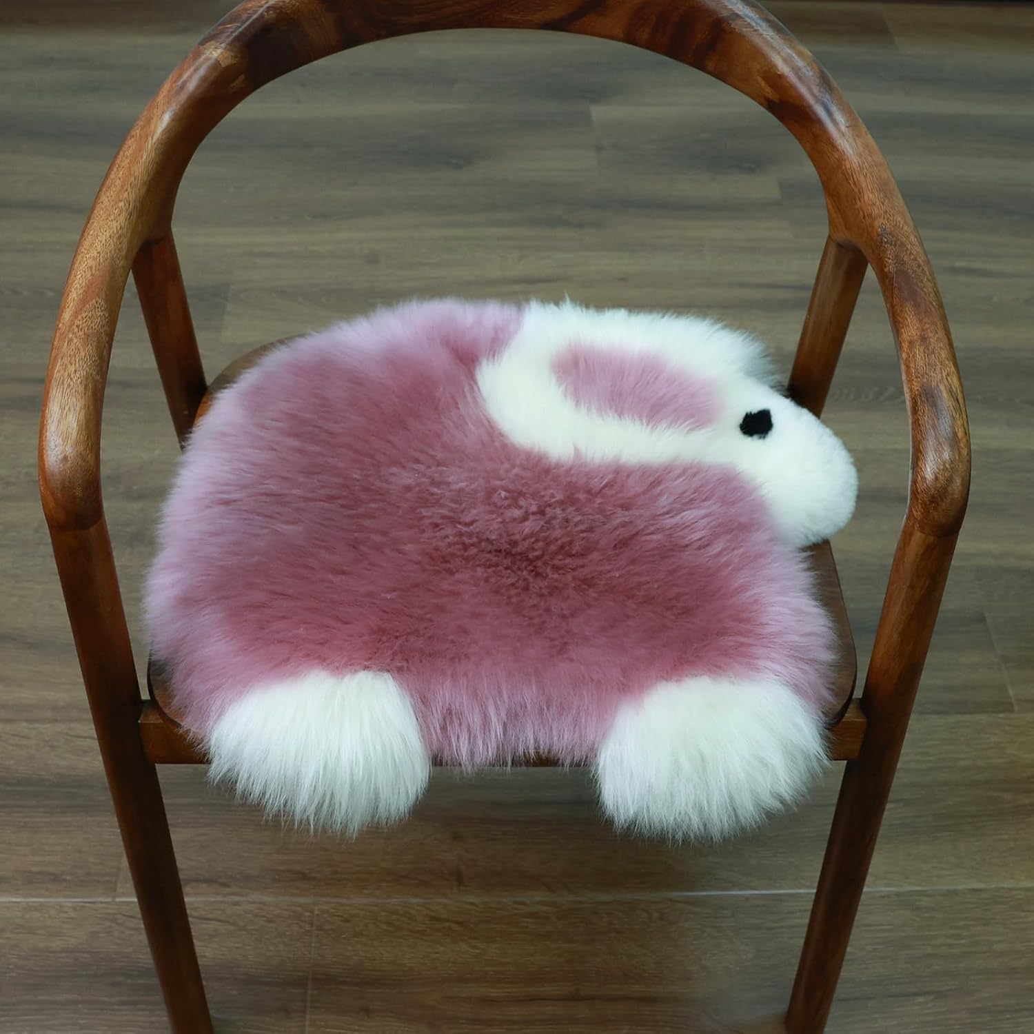 Lamb Shape Wool Seat Cushion 18x14 Inches Rose Pink-Anti Slip Design Cute Natural Soft Fluffy for Office Chair Sofa Dining Chair Home Decor Comfort Sheepskin Chair Pad