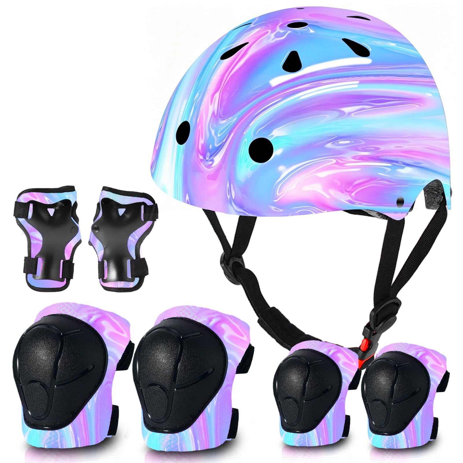 Adjustable Gradient Color Kids/Toddler Bike Helmet for 1-2-3-5-8-14 Years Boys Girls,Skateboard Helmet with Knee and Elbow Pads Wrist Guard Roller Skates,Cycling,Skating Scooter Longboard-image-12