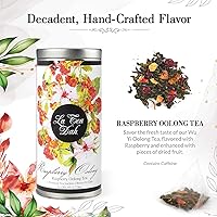 Vista 2 de Té Oolong de frambuesa de La Tea Dah, bolsas de té de frambuesa prémium hechas con hojas de té Oolong, trozos de manzana, trozos de arándano