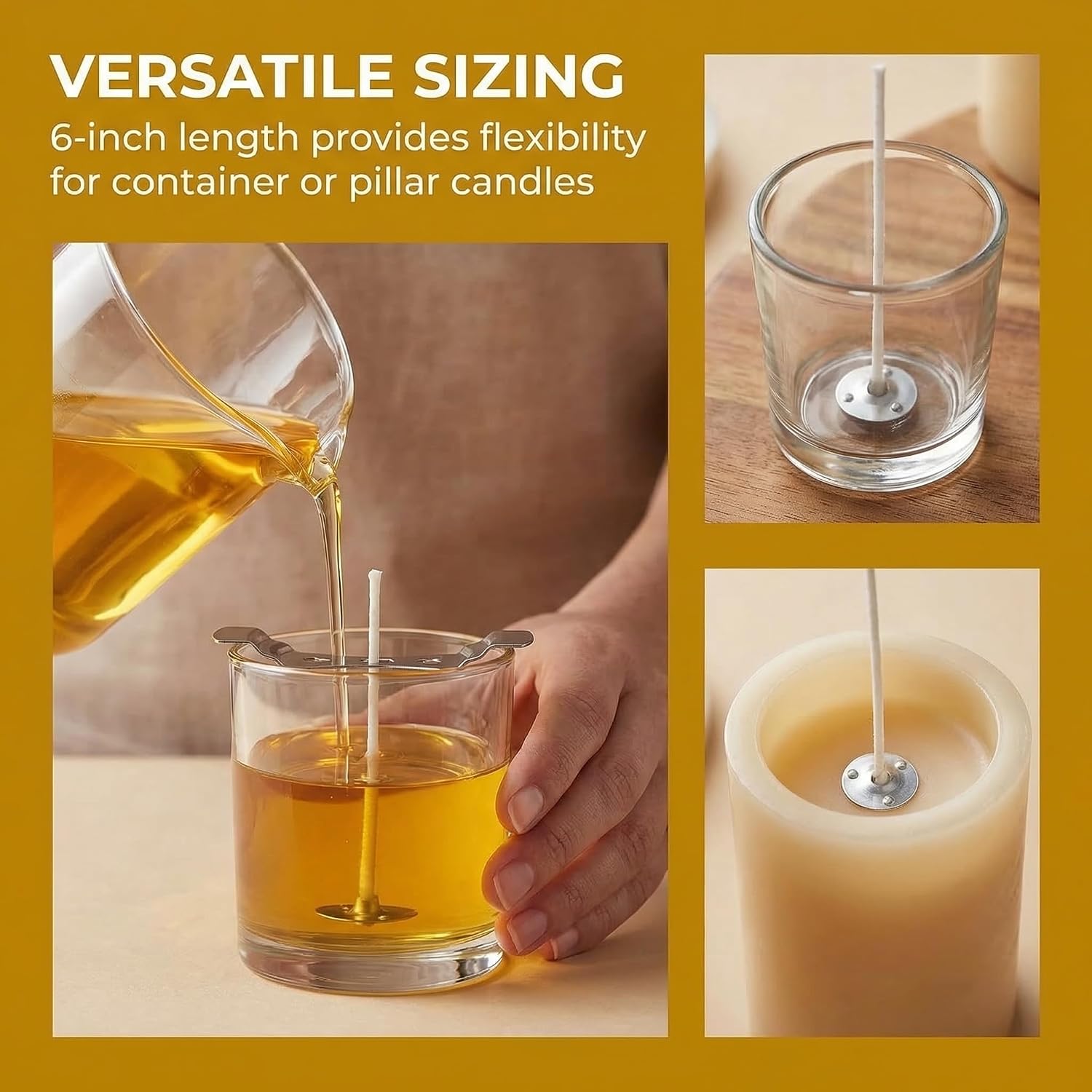 100 Pieces Candle Wicks with Clips are Used for Making Soy Wax Paraffin Wax and Beeswax Candles DIY Pre-Waxed Cotton Wick (6 inches)