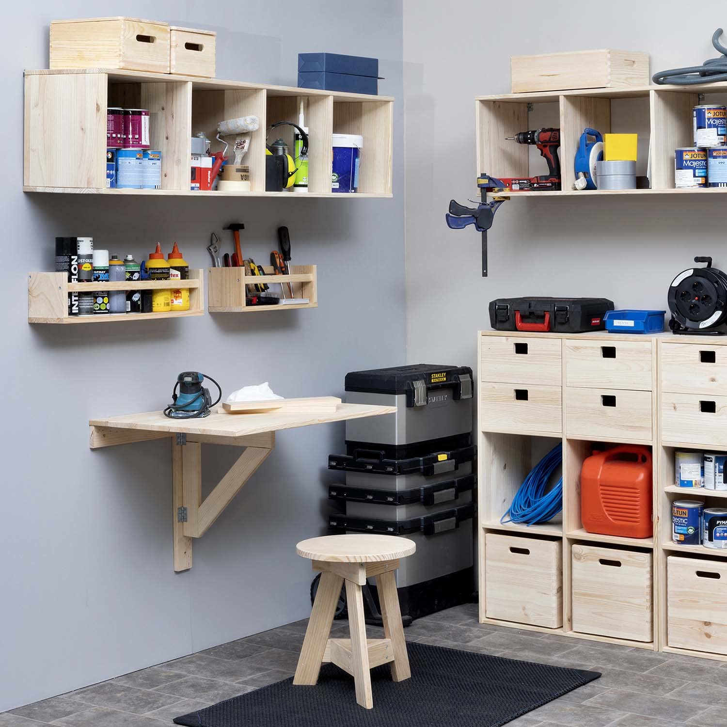 Astigarraga Mesa Plegable de Pared en Madera Maciza Pino, 79,5x59 cm