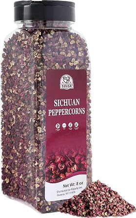 52USA Szechuan Peppercorns, Sichuan Peppercorns 8oz Bottle Authentic Whole Red Sichuan Pepper, Numbing & Tingle, Less Seeds, Strong Flavor, Essential Spice for Mapo Tofu, Hot Pot, Asian Cuisine