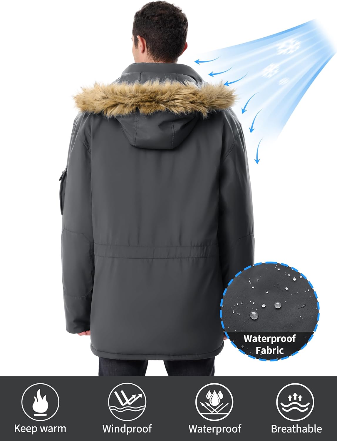 Men's Winter Coats Waterproof Winter Jackets Warm Insulated Thicken Long Down Jacket with Hood - Image 4