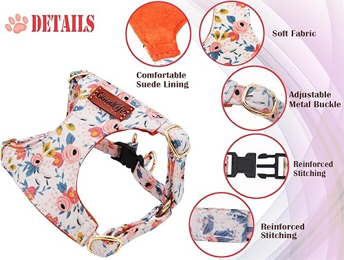 Miniatura 7 de Arnés para perro sin tirones, chaleco suave y ajustable para perro y correa para perro, sin estrangulamiento, a prueba de escape (margarita morada,