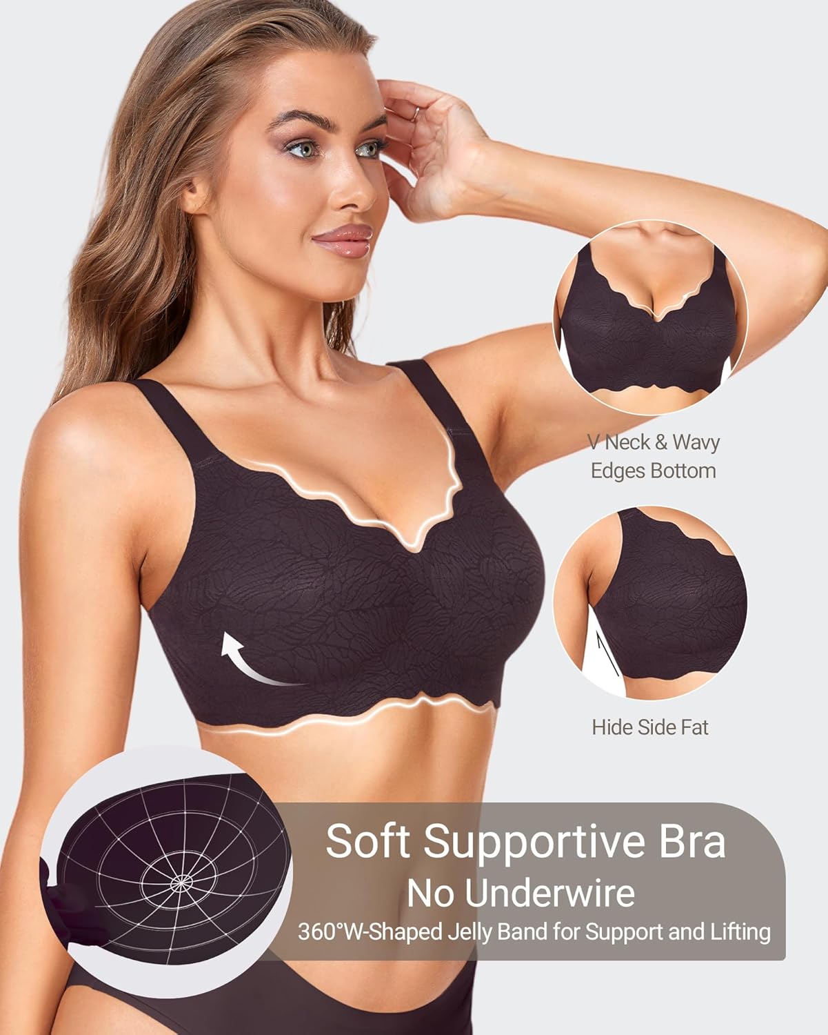 Gailife Scalloped Jelly Bras for Women No Underwire Wireless Seamless Push Up Bralettes Soft Comfort Everyday Tshirt Bra - Image 4