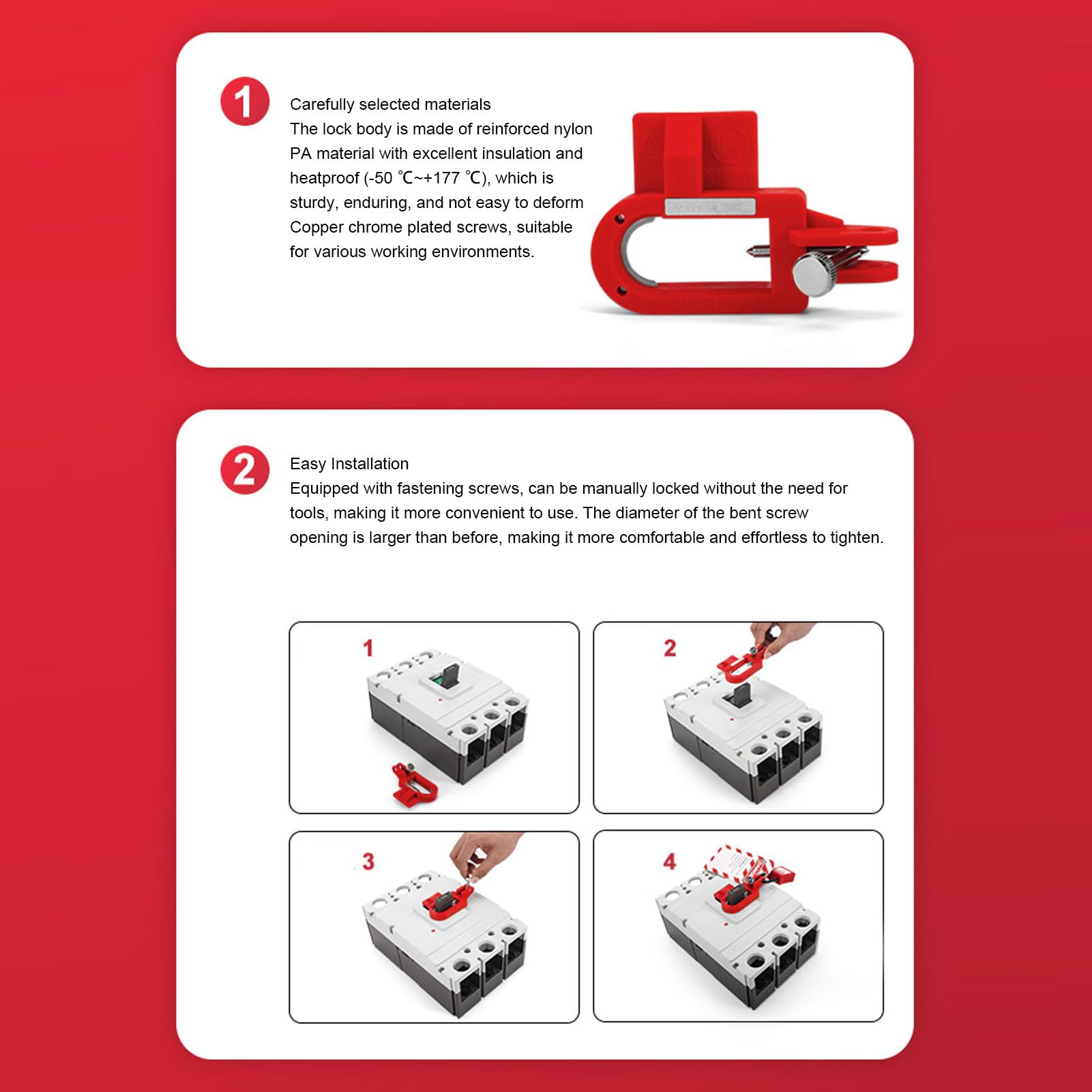 EMUKOEP Kit de bloqueo de seguridad para interruptor eléctrico, conjunto completo de bloqueo, kit de interruptor de circuito ideal para la seguridad industrial y en el lugar de