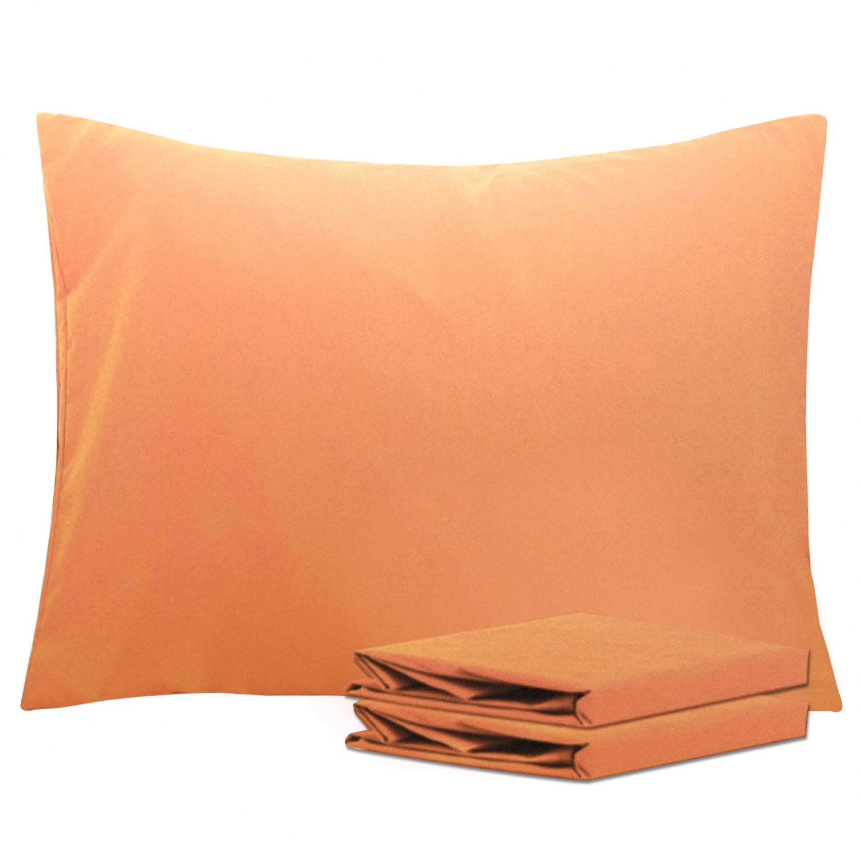 NTBAY Standard Pillowcase Set - 2 Pack Brushed Microfiber 20x26 Pillowcases - Soft, Wrinkle-Free, Fade-Resistant, Stain-Resistant, Pale Orange Pillowcases with Envelope Closure - 20x26 Inches