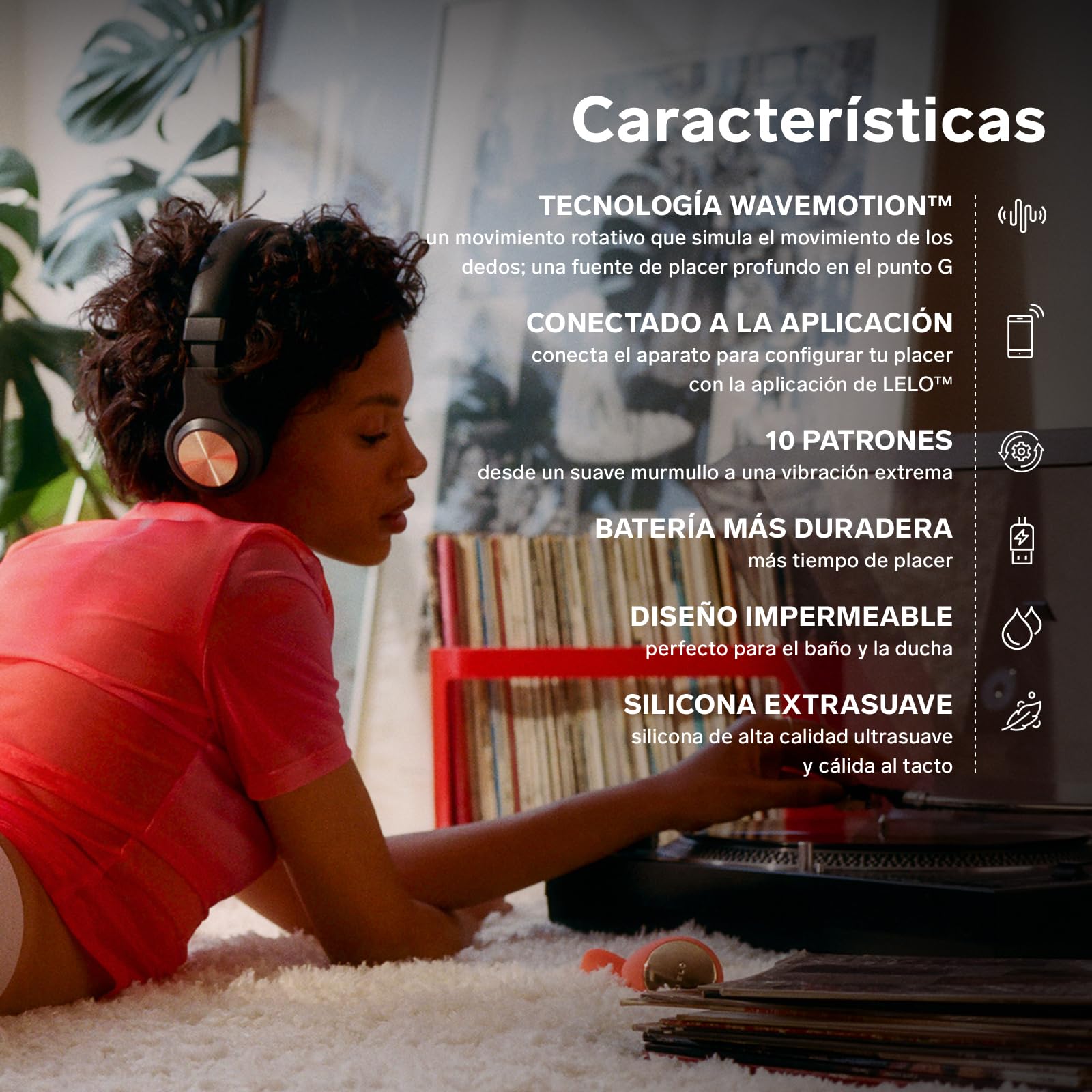 LELO IDA Wave: Vibrador doble para pareja, Uno de los mejores juguetes sexuales con control remoto por app, vibración y rotación para mujer y hombre, Coral Red