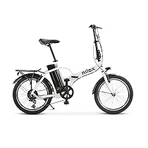 Nilox, Ebike J1 PRO, Bici Elettrica Pieghevole, Fino a 40 km di Autonomia, Fino a 25 Km, h, Motore da 36 V, 250 W e Batteria 36 V-8 Ah, Gomme 20″ x 2,1″, Cambio a 6 Velocità, Bianca