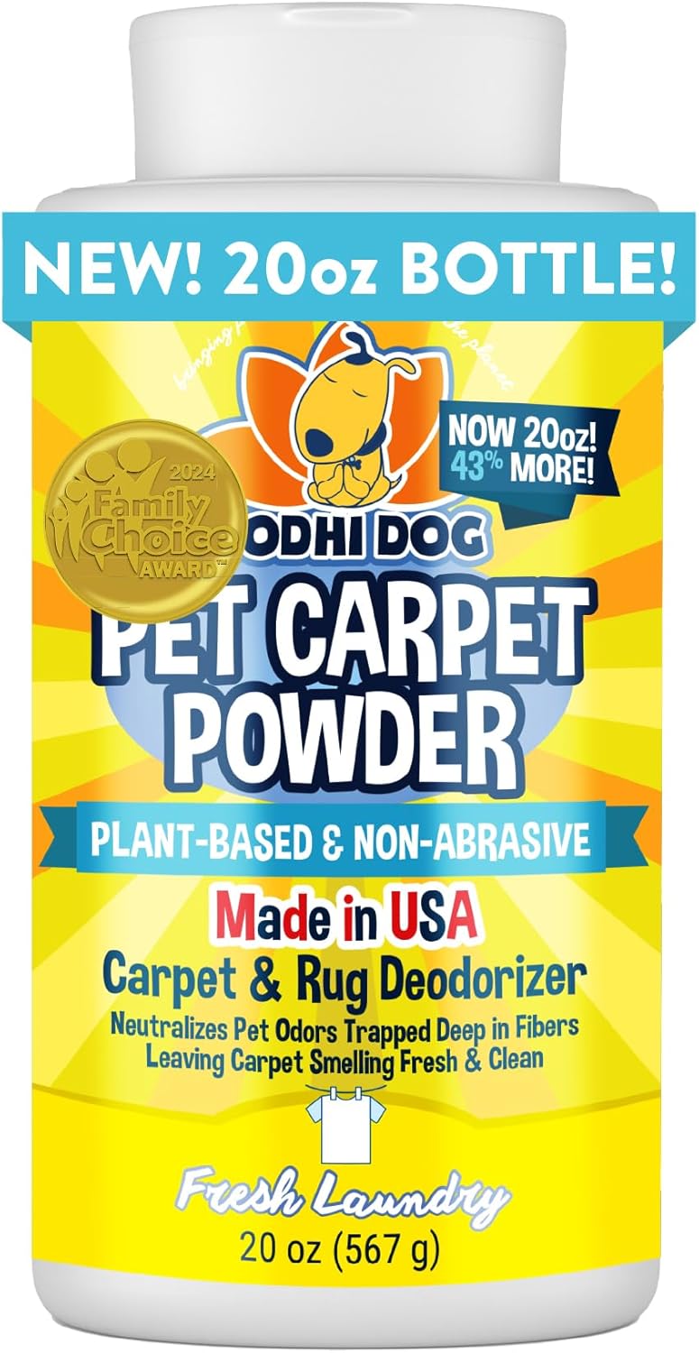 Bodhi Dog Natural Carpet Deodorizer Powder – Dry Pet Smell Eliminator & Urine Odor Remover – Loosens Fur & Dirt – Plant-Based Room Freshener for Vacuuming Home – Fresh Laundry (Pack of 1)