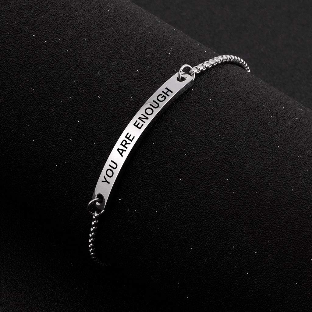 SOUSYOKYOSAM Women Bracelets for Women, Stainless Steel Inspiration Motivational Jewelry Gifts for Girl