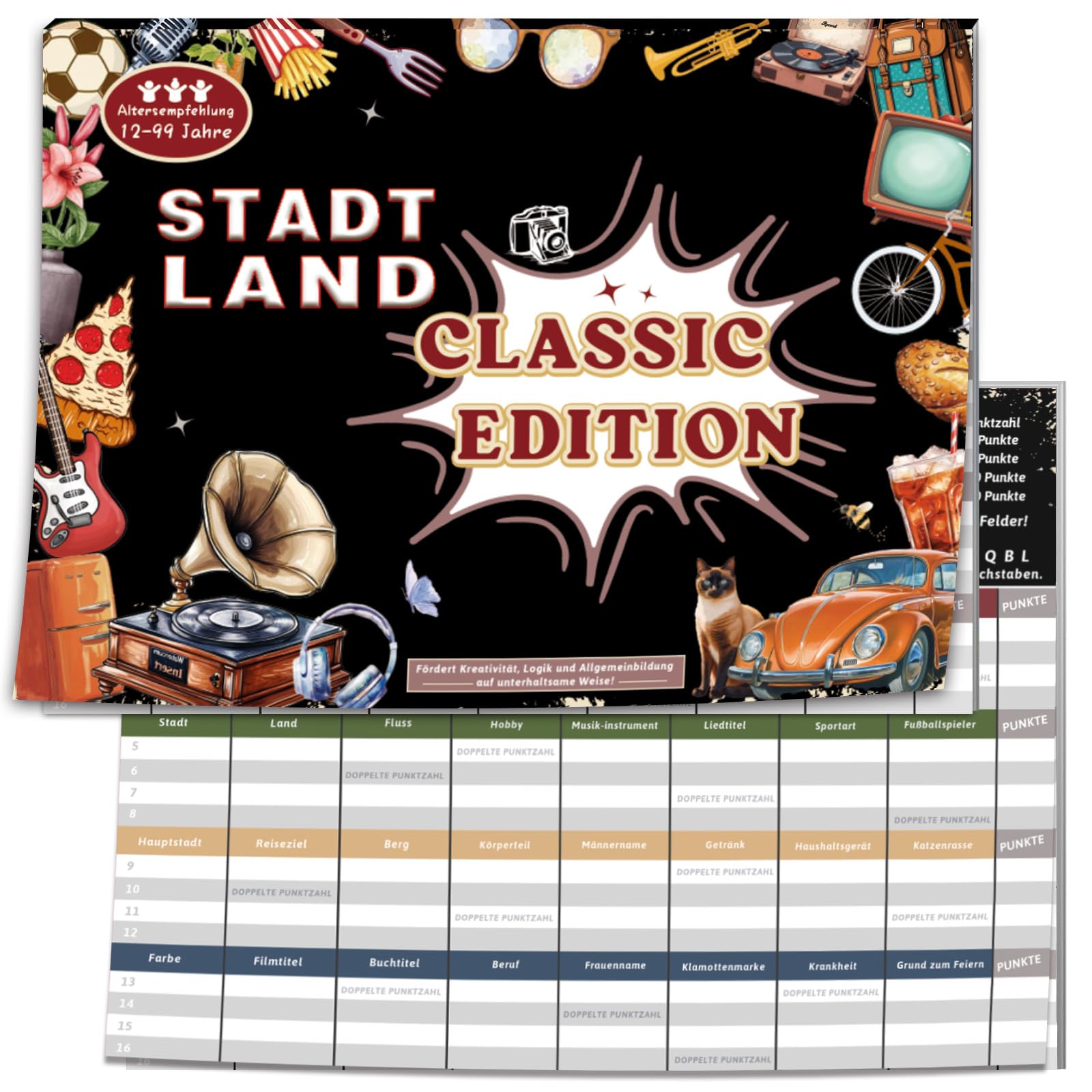 BOYATONG Stadt Land Classic Edition, Ostergeschenke Familienspiele, Stadt Land Fluss, Reisespiele Erwachsene, Partyspiel Gesellschaftsspiele, Deutsch Activity Spiel des Jahres 2026