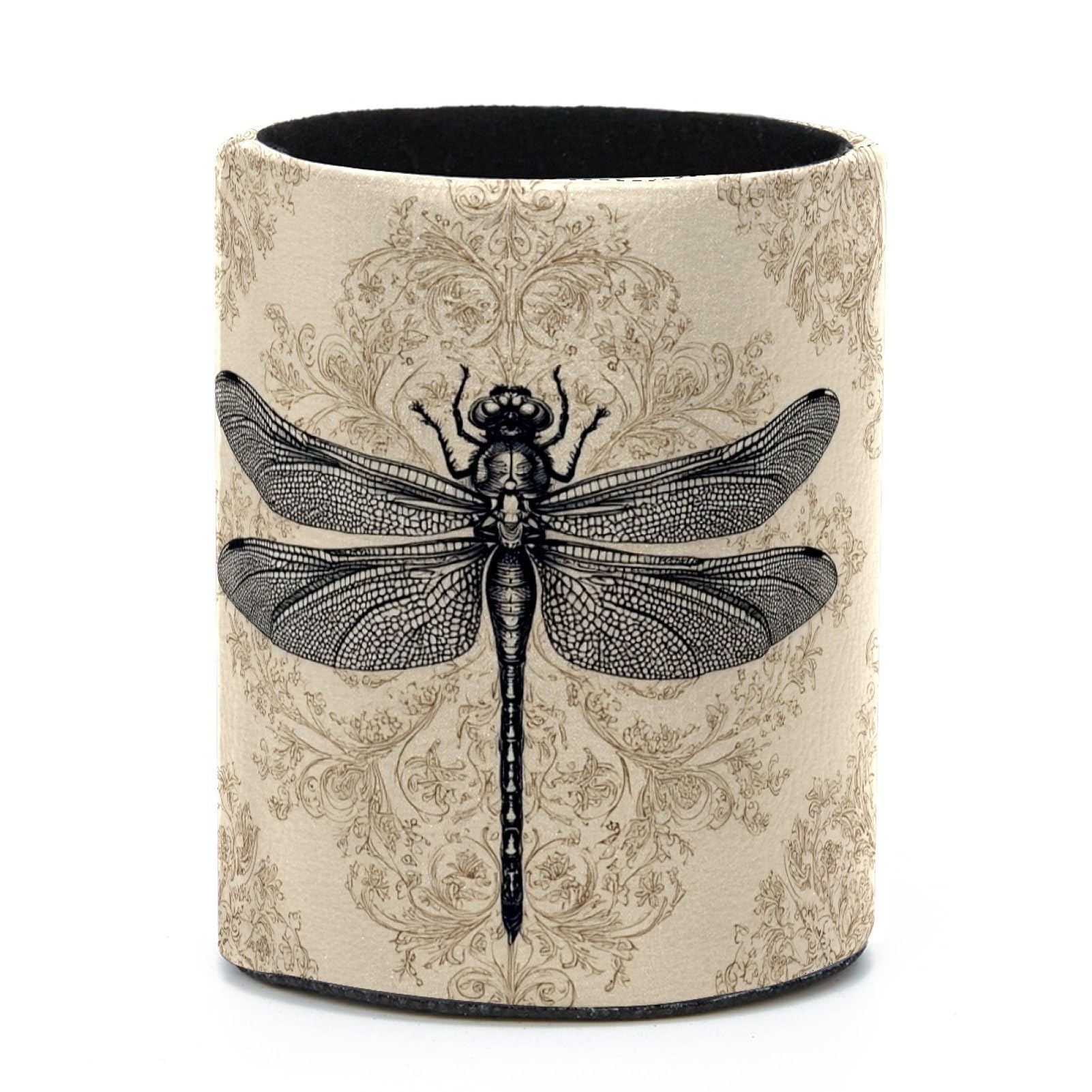 VAPOKF Round Pencil Holders for Desk, Dragonfly Pen Holders Pen Pot Makeup Brushes Storage Desktop Stationery Supplies Organiser for Home Office