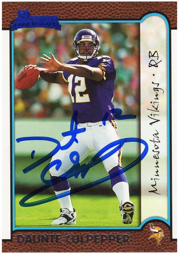 Daunte Culpepper Signed Vikings 1999 Bowman Rookie Football Trading Card #166