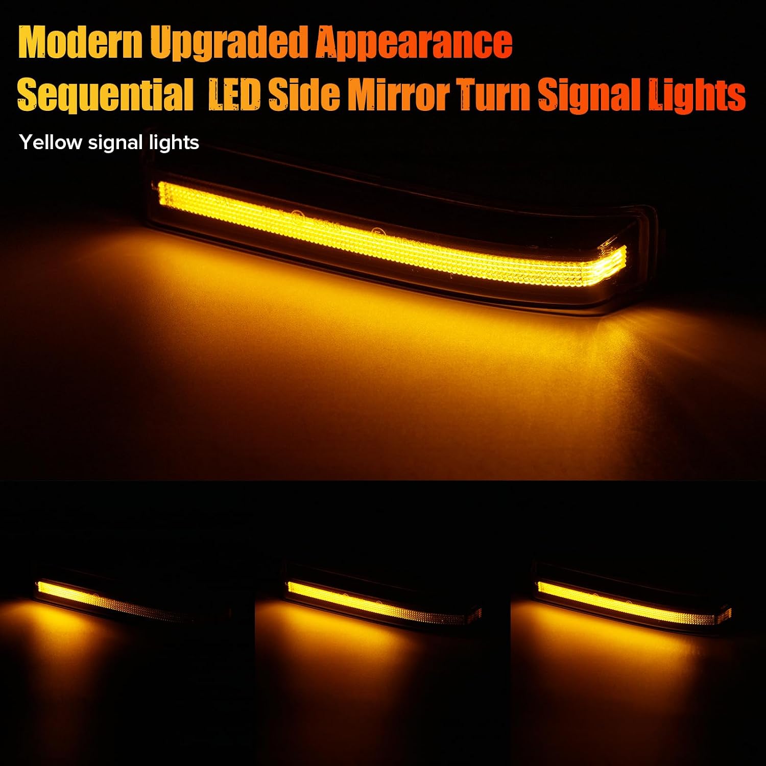 LED Dynamic Mirror Lights for 2009-2014 F150; 12th Gen F150 Sequential Side Mirrors' Blinker; Mirror Turn Signal Marker Lamp for 2010-2014 F150 Raptor' /2010-2014 Li'ncoln Mark LT-Clear Lens Yellow