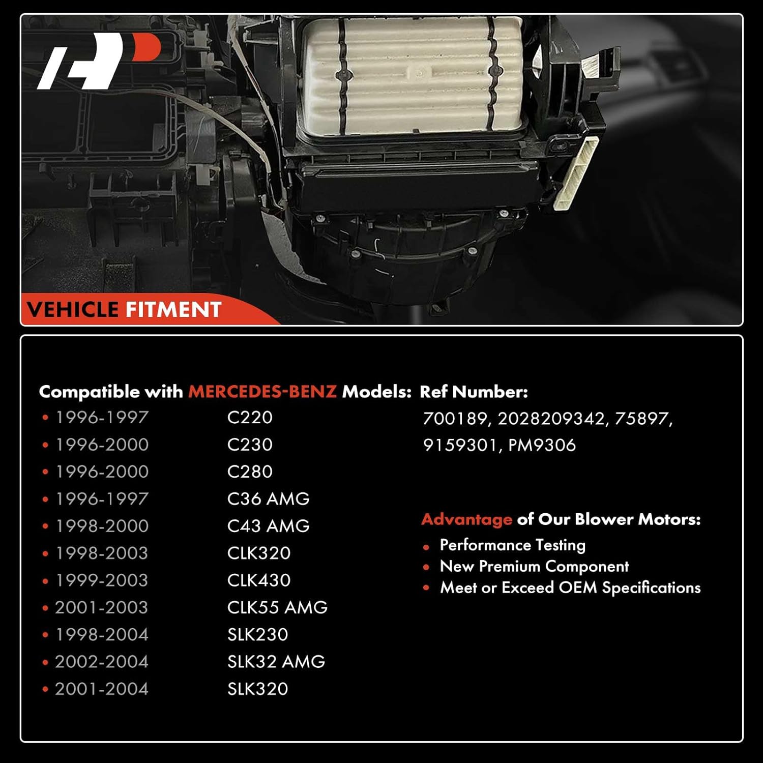 A-Premium Front HVAC Heater Blower Motor Compatible with Mercedes-Benz SLK230, CLK320, C230, CLK430, C280, SLK320, CLK55 AMG, CLK500, C220, SLK32 AMG, CL500, C43 AMG, C36 AMG, CL600, SLK200