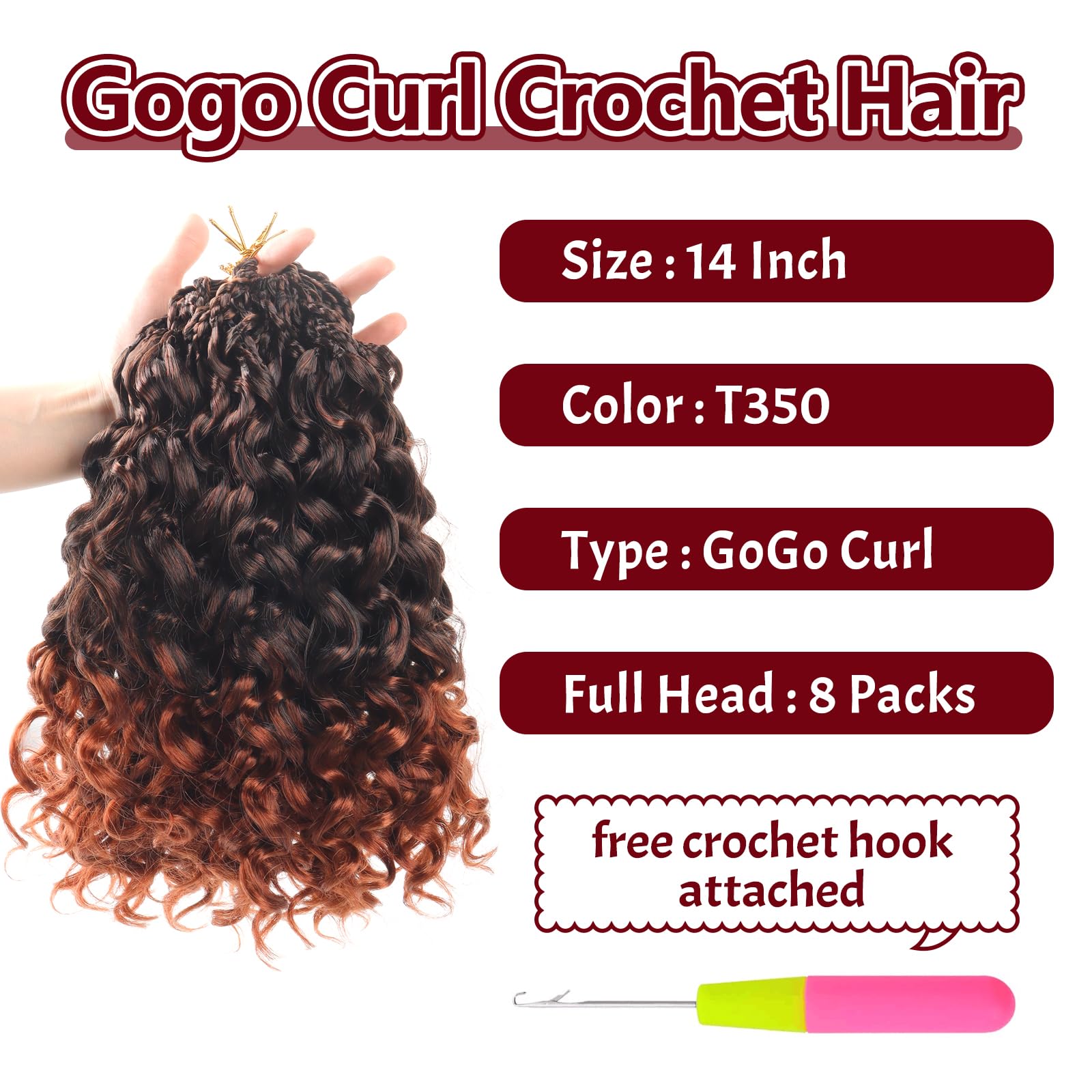 Datanala GoGo Curl Crochet Hair 12 Inch Water Wave Crochet Hair 8 Packs Long Beach Curl Crochet Braiding Hair Synthetic Extensions For Women (T350 - Image 4