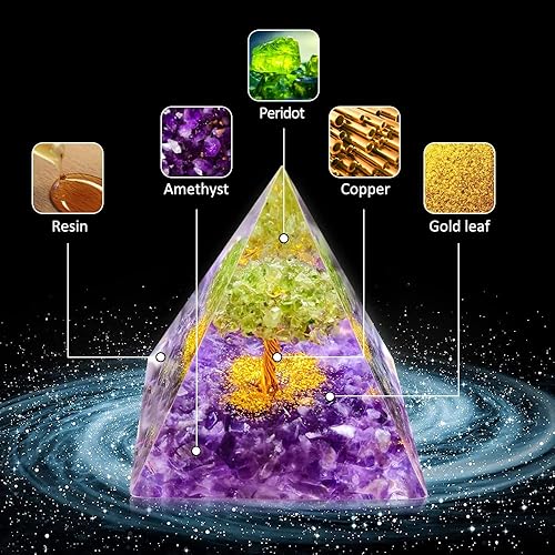 Miniatura 3 de Pirámide de cristal de orgón, torre de energía curativa de chakras, pirámide de cristales curativos para energía positiva, joyería de piedra