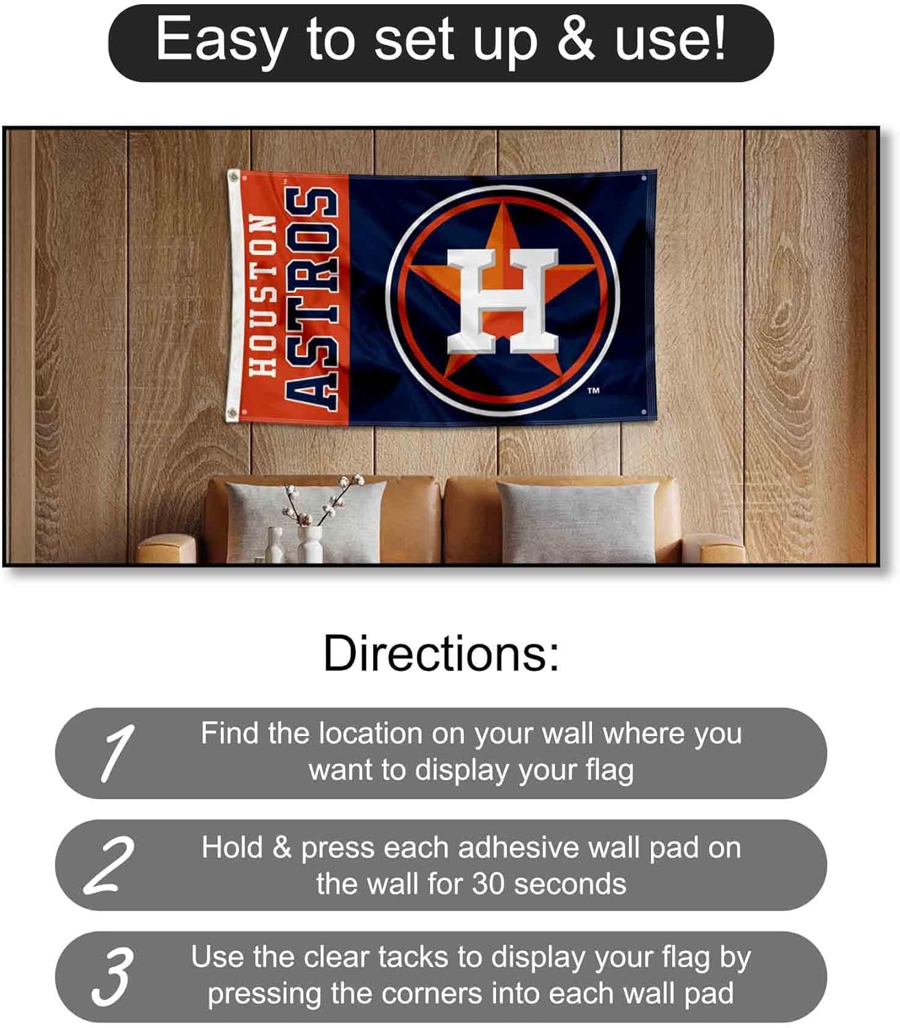 Houston Astros Wordmark Logo Banner and Tapestry Wall Tack Pads - Image 4