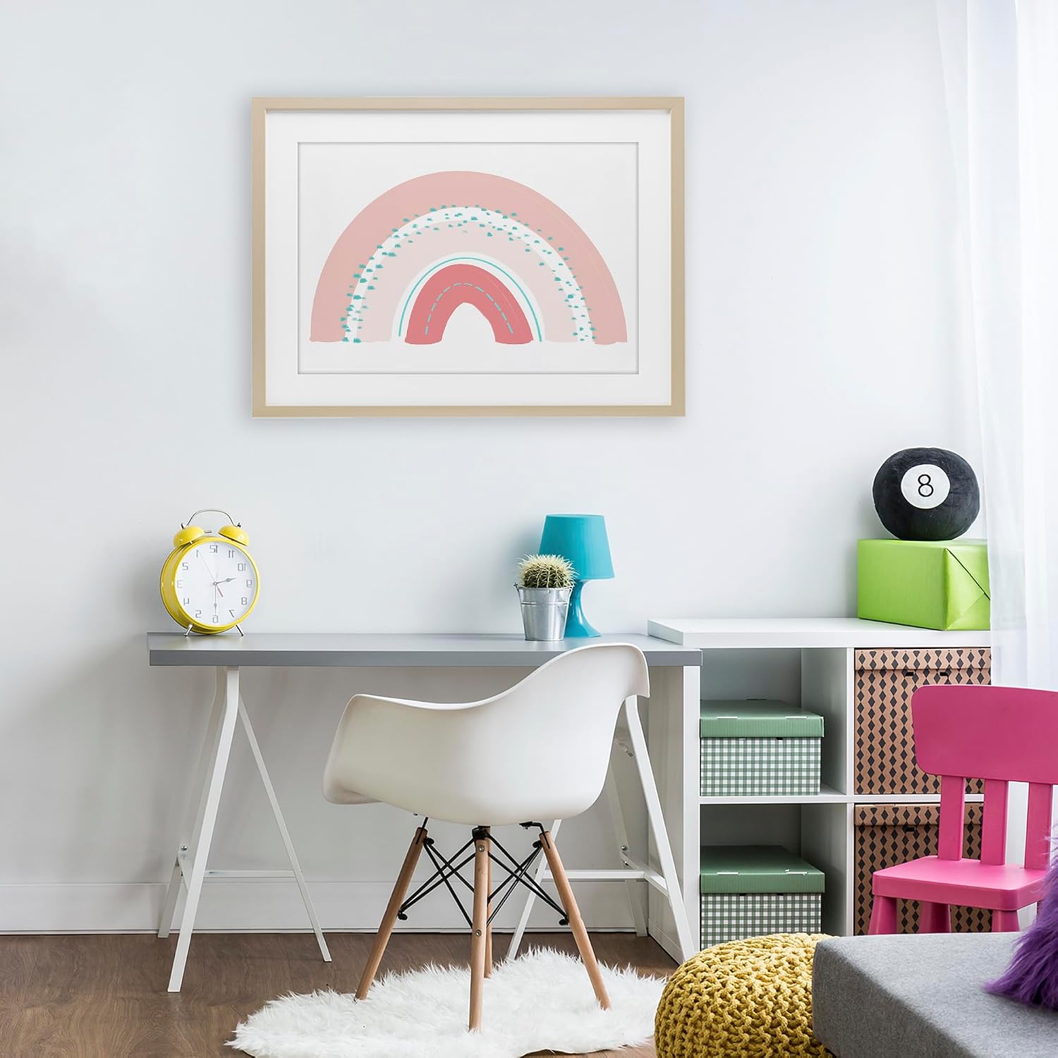 'Pink Rainbow with Speckles'| Framed Print Under Glass | Stupell Industries | Brown, 23 x 17 Inches, Easy to Hang and Sturdy, Made in USA, by Emily Navas