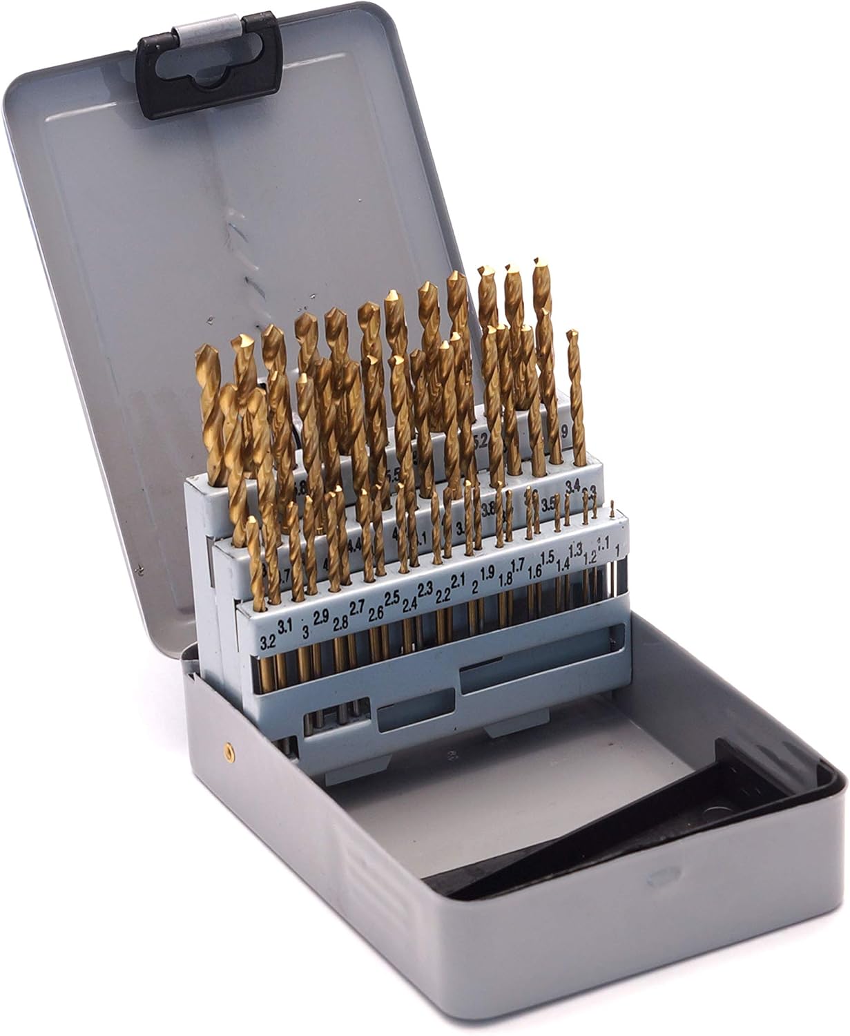 Tор Rаtеd 51-piece Metric Index Drill Bit Set, 1.0-6.0 mm in 0.1 mm Increments, HSS with Titanium Nitride (TiN) Coating