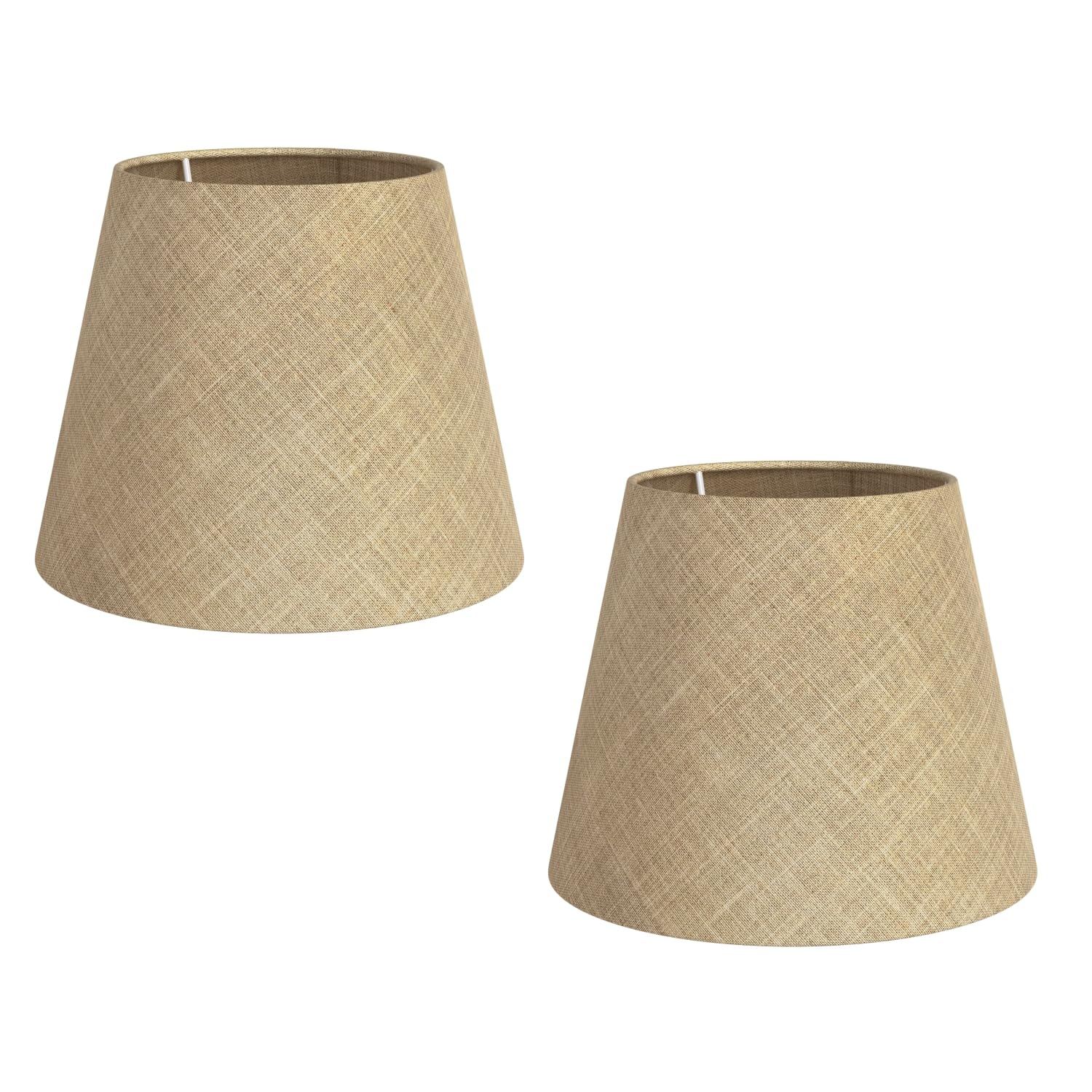 ledscom.de 2 Pieces lampshade, Linen, Jute, Hemp, Textile, Fabric, Natural-Beige, 200mm Ø