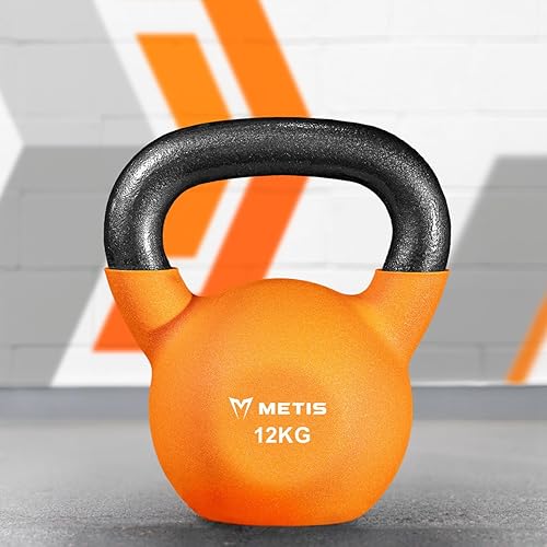 METIS Neoprene Kettlebells [4-28kg] | Exercise Equipment For Home Training & Gym Fitness – Heavy Lifting Kettlebell Weights | Cast Iron Kettlebell - 12kg