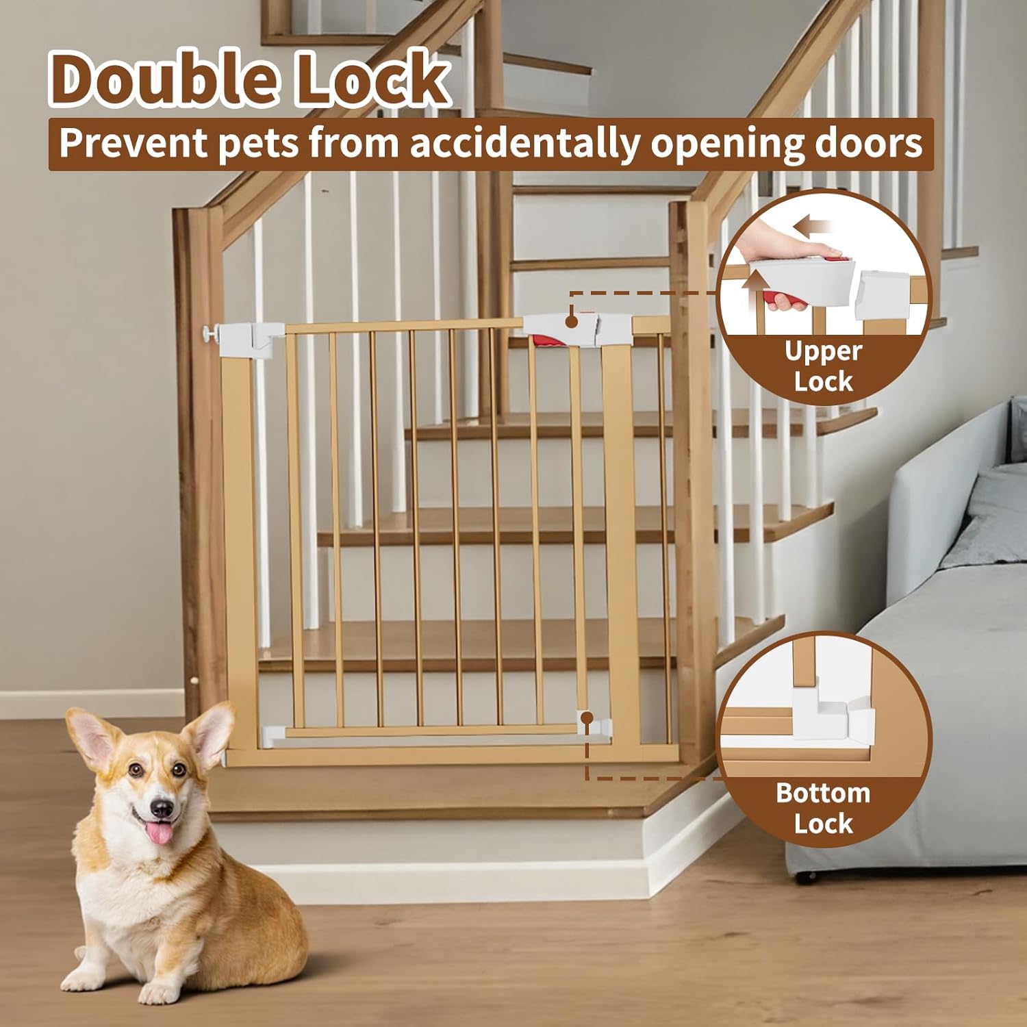 FreeStanding Portable Auto Close Pet Gate | Pressure Mounted Dog Gate for Doorways & Stairs, Walk-Through Door, Tool-Free Installation.