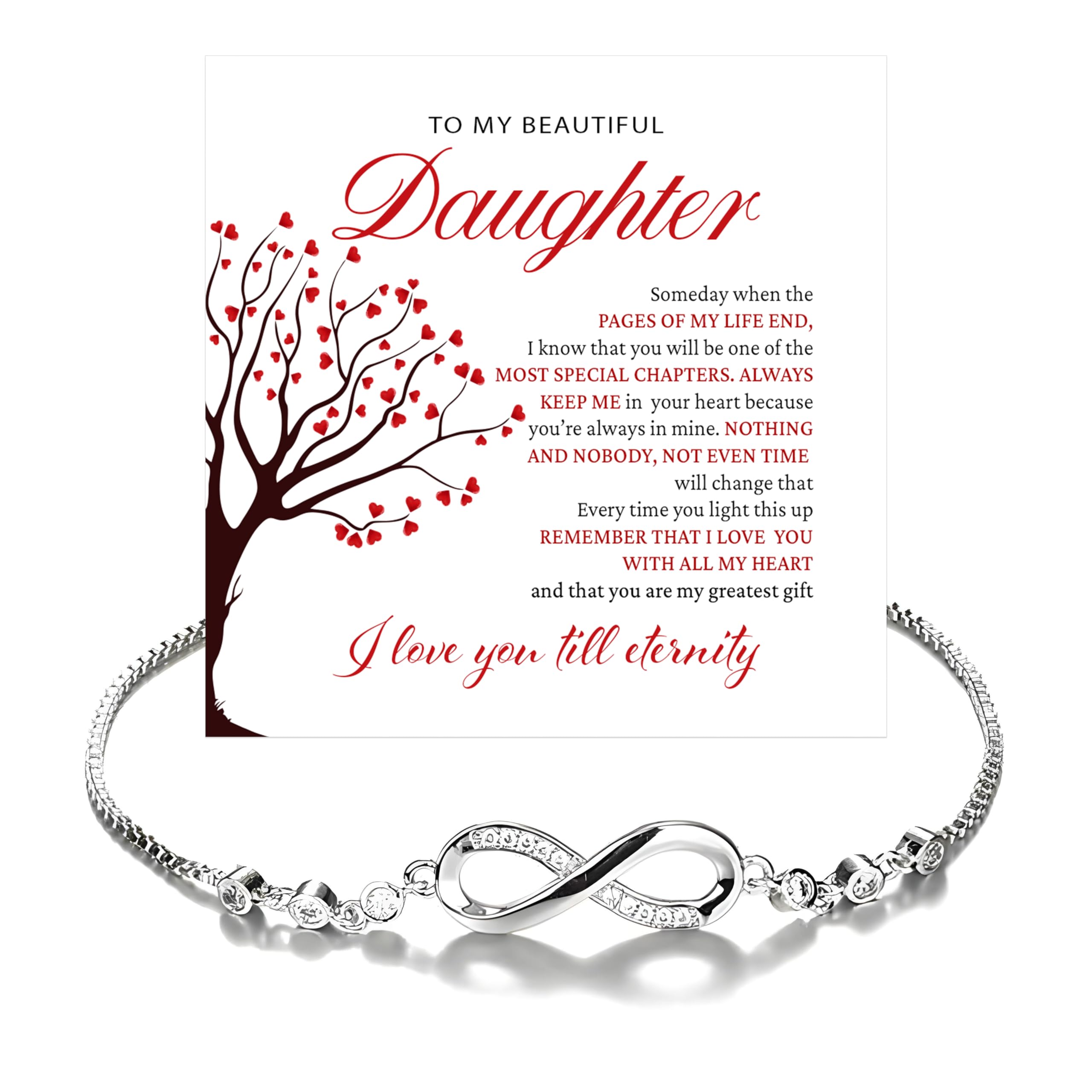 To My Daughter Bracelet, Gift from Mom or Dad, Meaningful Jewelry Keepsake for Her, Inspirational Message Bracelet, Parent to Daughter Gift for Birthday, Graduation, Christmas or Special Occasion