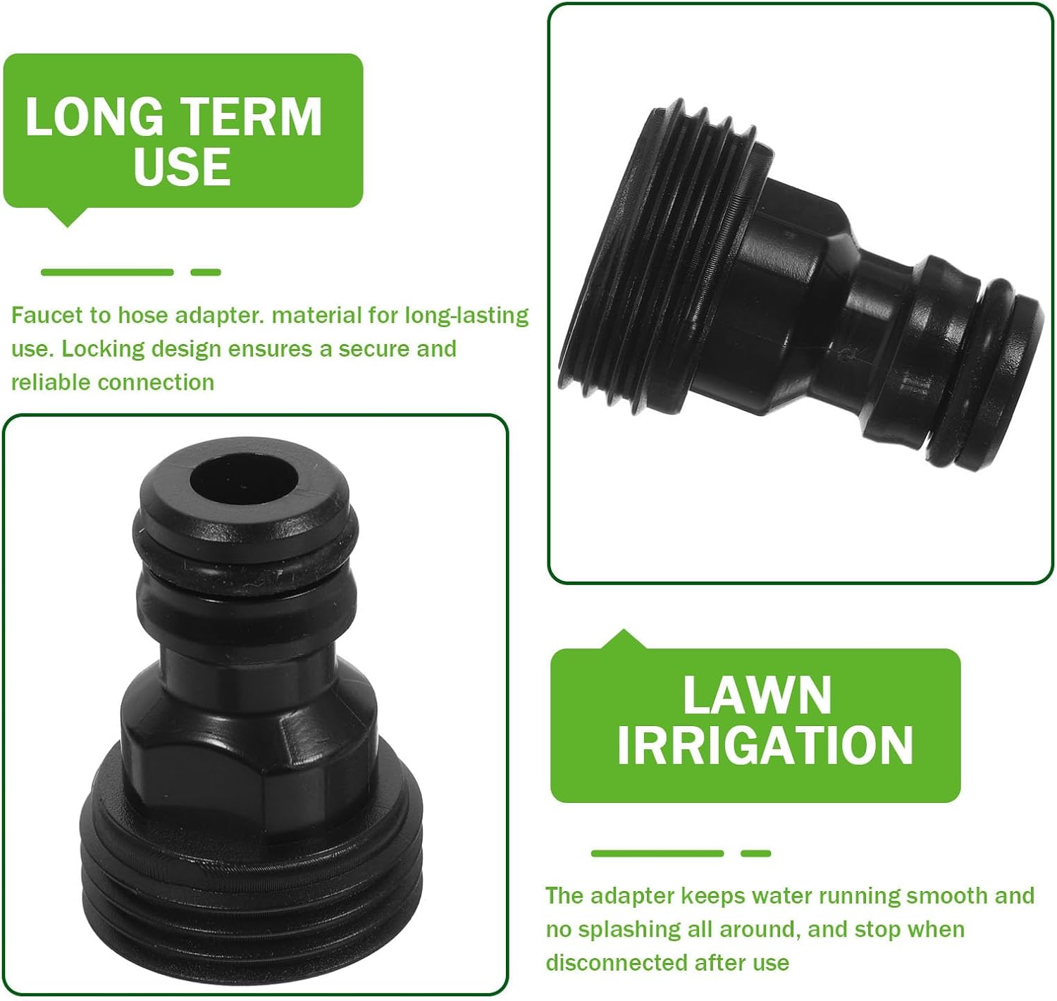 5pcs Black Water Hose Connector Quick Connect Fitting Faucet to Washing Machine Inlet Adapter Washer Hose Fittings for Garden Tap and Sink Attachment