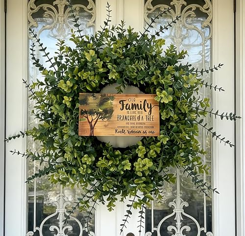26" Eucalyptus & Boxwood Wreath for Front Door - Large