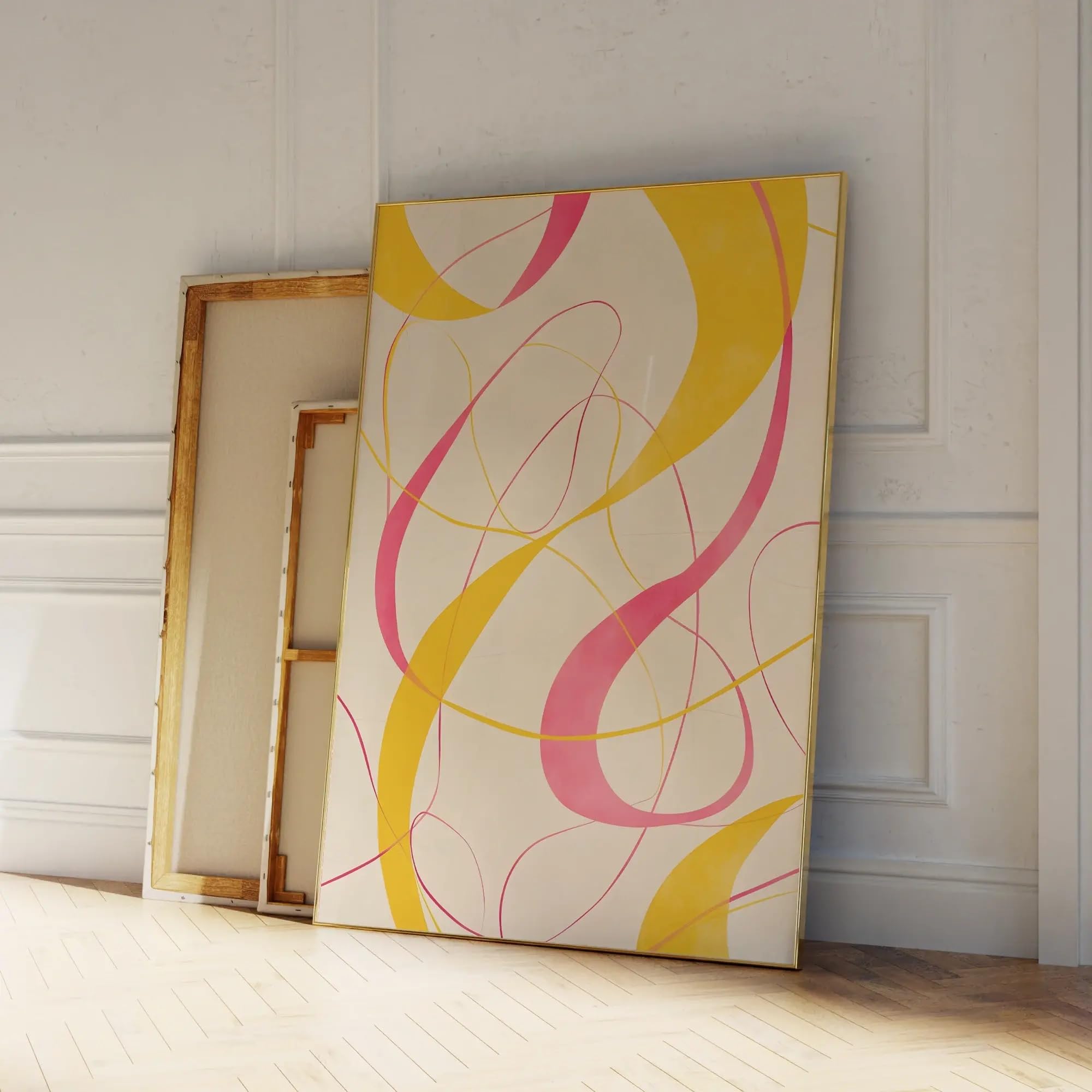 Lignes rotatives jaunes pour illuminer le salon d'une toile moderne - 8