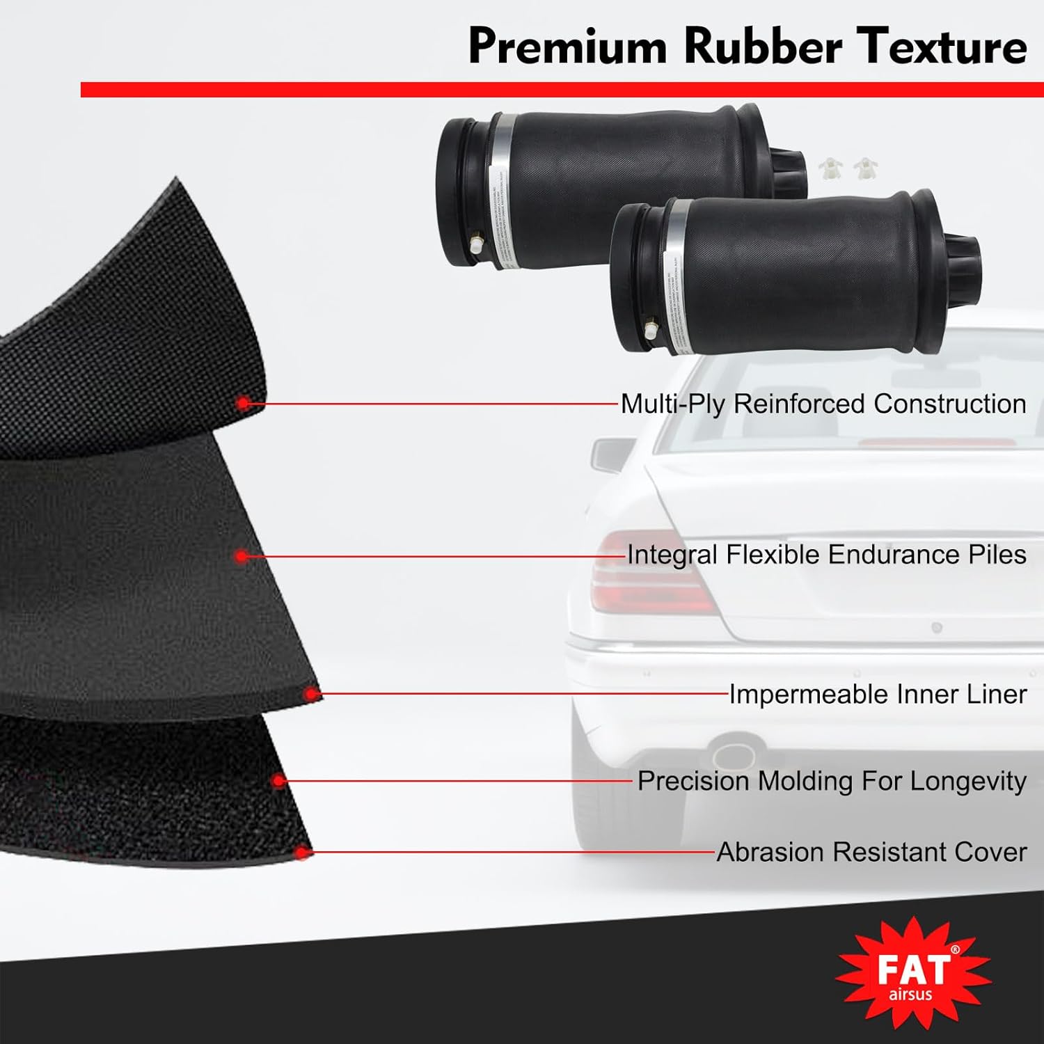 Rear Left Right Air Suspension Spring Bags Compatible with Mercedes-Benz W164 X164 W166 X166 2007-2019 GL320 GL350 GL450 GLE350 GLE450 AMG GLS450 ML350 ML450 1643200725 1643201025 1663200325