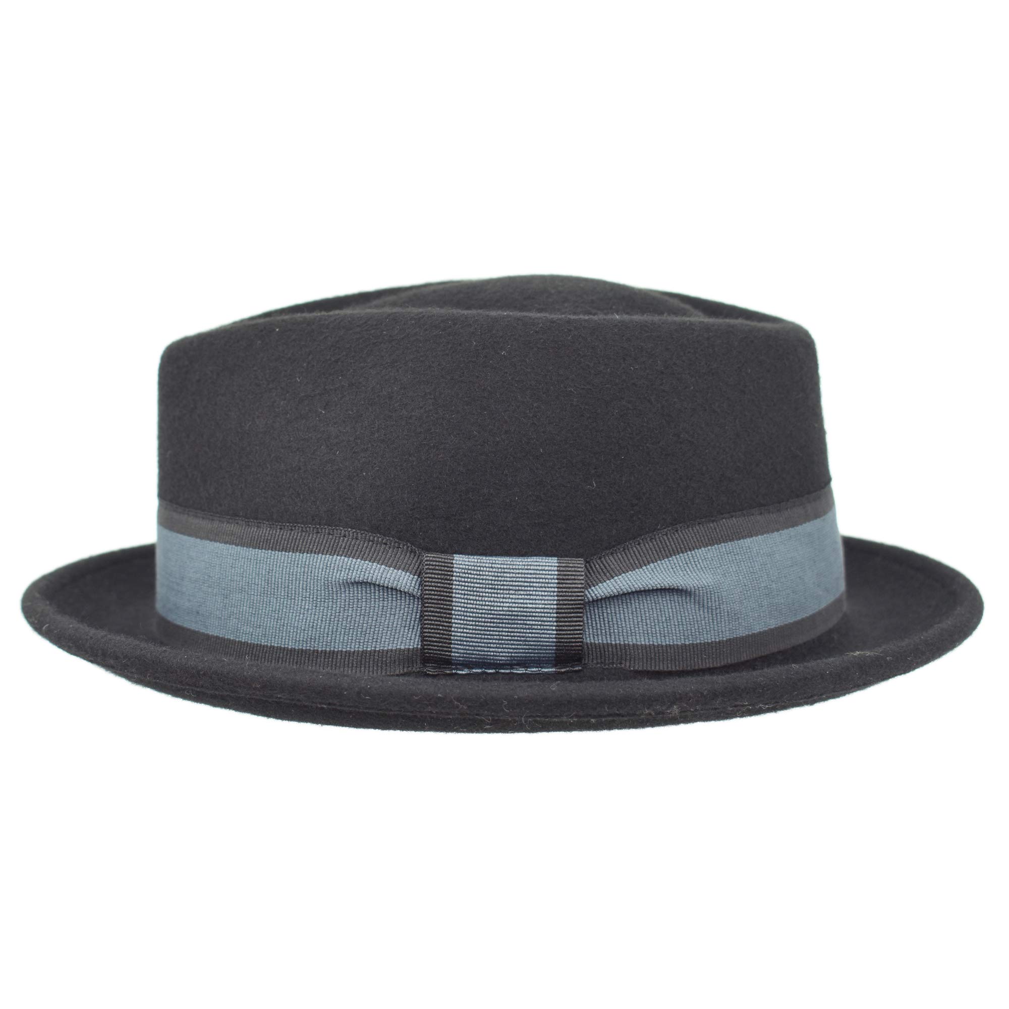 Melegari Cappello Jazz Pork Pie Charles | Feltro di Lana Nastro Rigato | Made in Italy | Uomo Donna | Autunno/Inverno