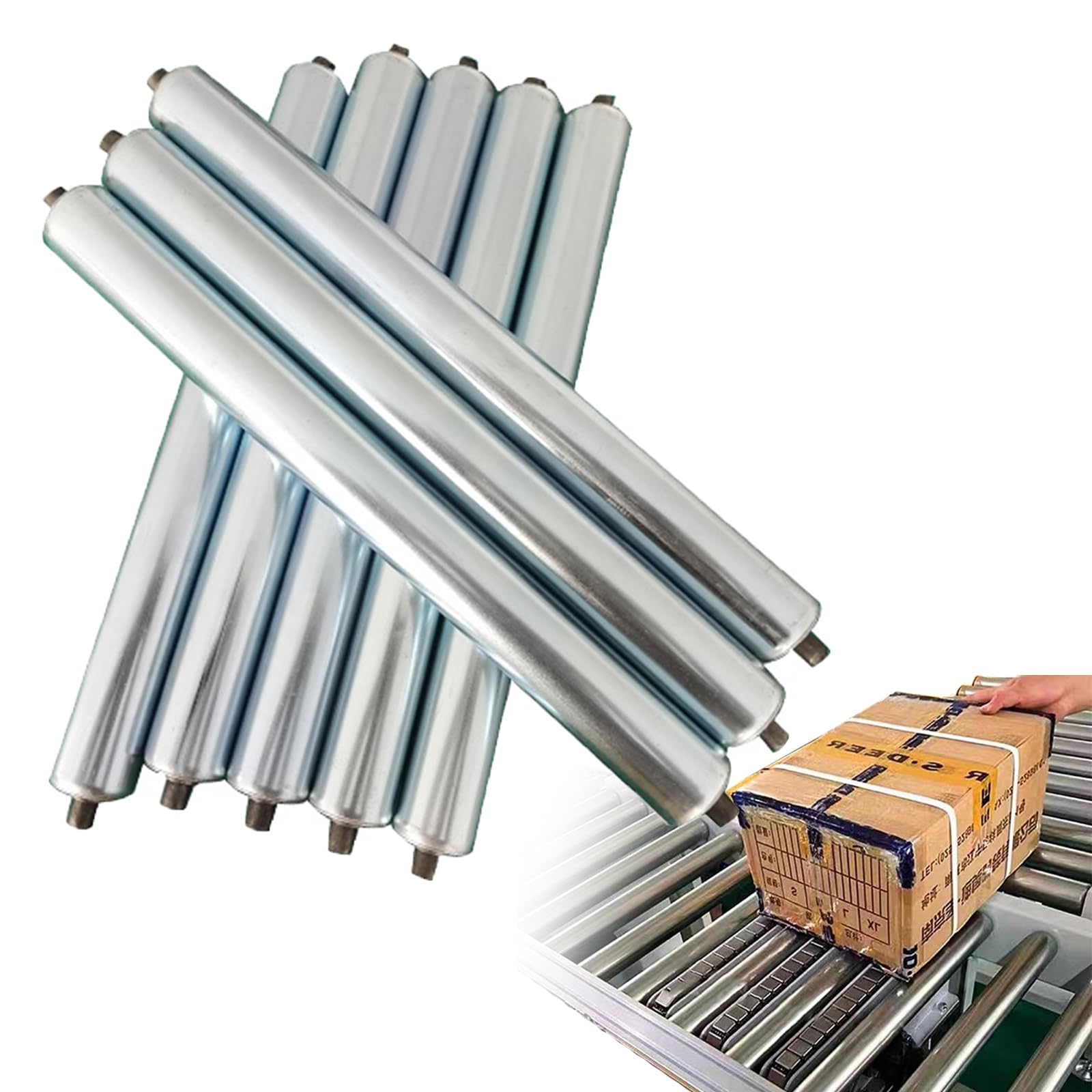 8 Pack Conveyor Rollers, 38 MM Dia Heavy Duty Conveyor Roller Replacement with Bearings for Industrial Transporting, Commercial Gravity Transmission Equipment Rollers, 4 10 16 17 18 24 30 36 40 Inch(3