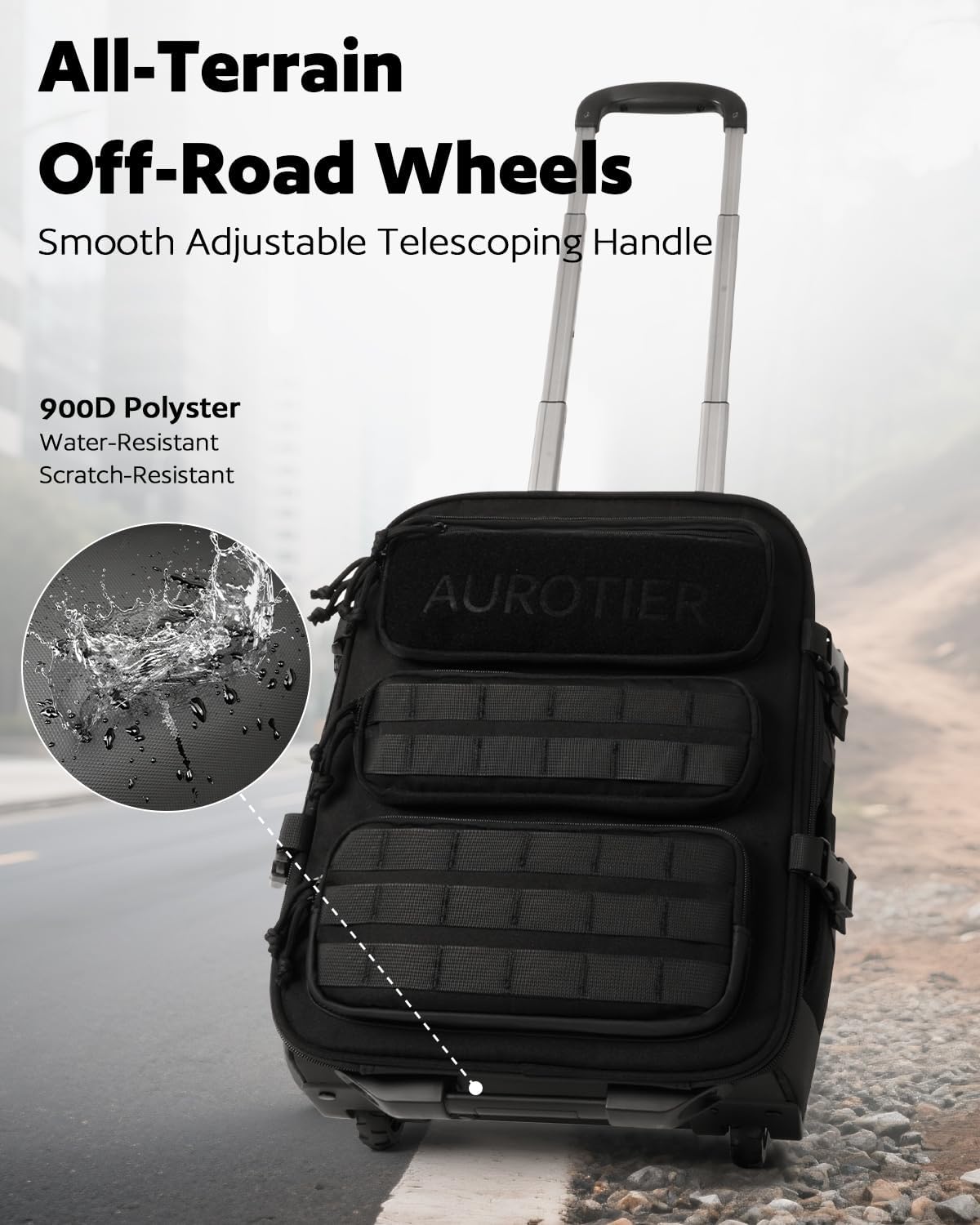 Rolling Tactical Laptop Backpack, Underseat Travel Backpack with Wheels, 16 Inch Wheeled Military Computer Backpack for Men and Women, Roller Overnight Molle Outdoor Hiking College Carry on Luggage - Image 5