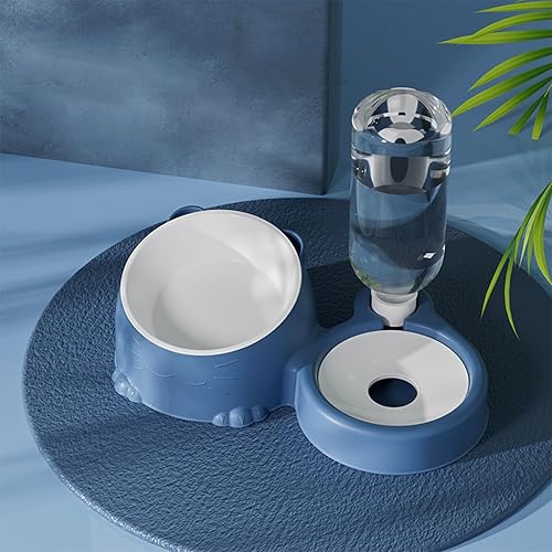 Miniatura 2 de Juego de cuencos de comida y agua para gatos, alimentador para gatos 2 en 1 y dispensador de agua, botella dispensadora automática de agua, tazón de