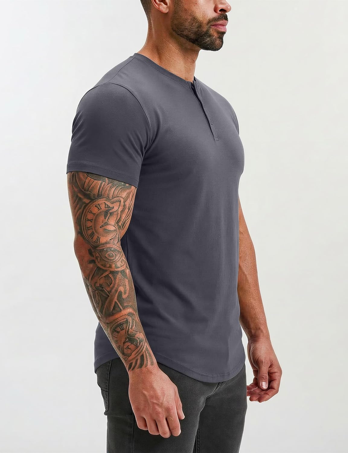 GYM REVOLUTION Men's Workout Gym Hipster Curved Hem Muscle Fitness Hip Hop T Shirts