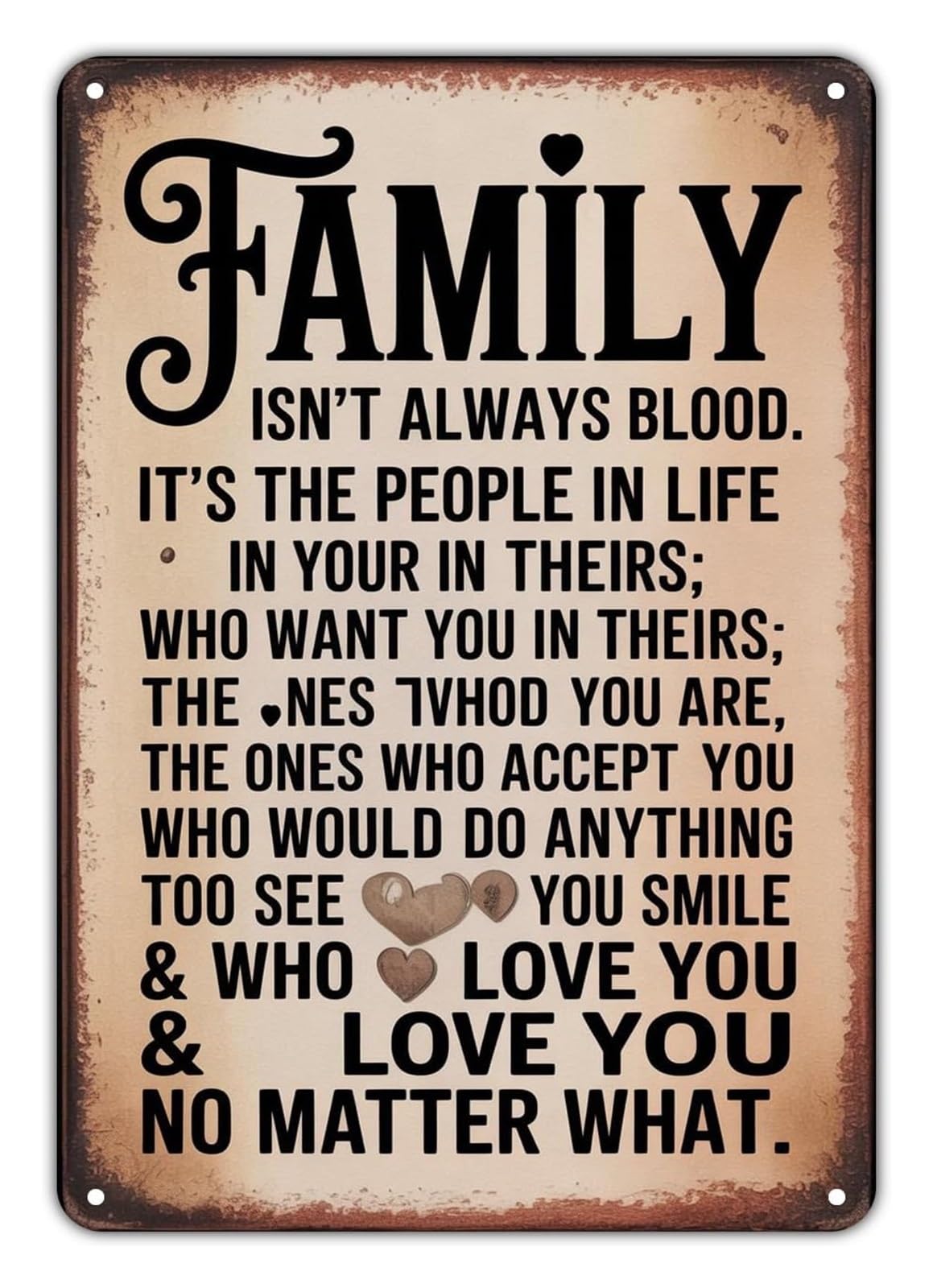 ZDVHOMCB Family of Choice Metal Sign Non Traditional Family Wall-Art for Home Library Reading Nook Inspirational Quote Rustic Tin Plaque 8 X 12 inch
