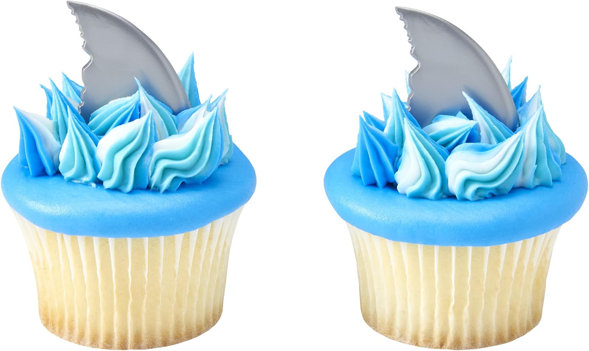 Shark Fin Cake Picks, 72-Pack, Cupcake Toppers, Reusable Decorations for Cakes, Cupcakes and other Bakes, Surprise Guests at Beach-Themed or Shark Week Parties