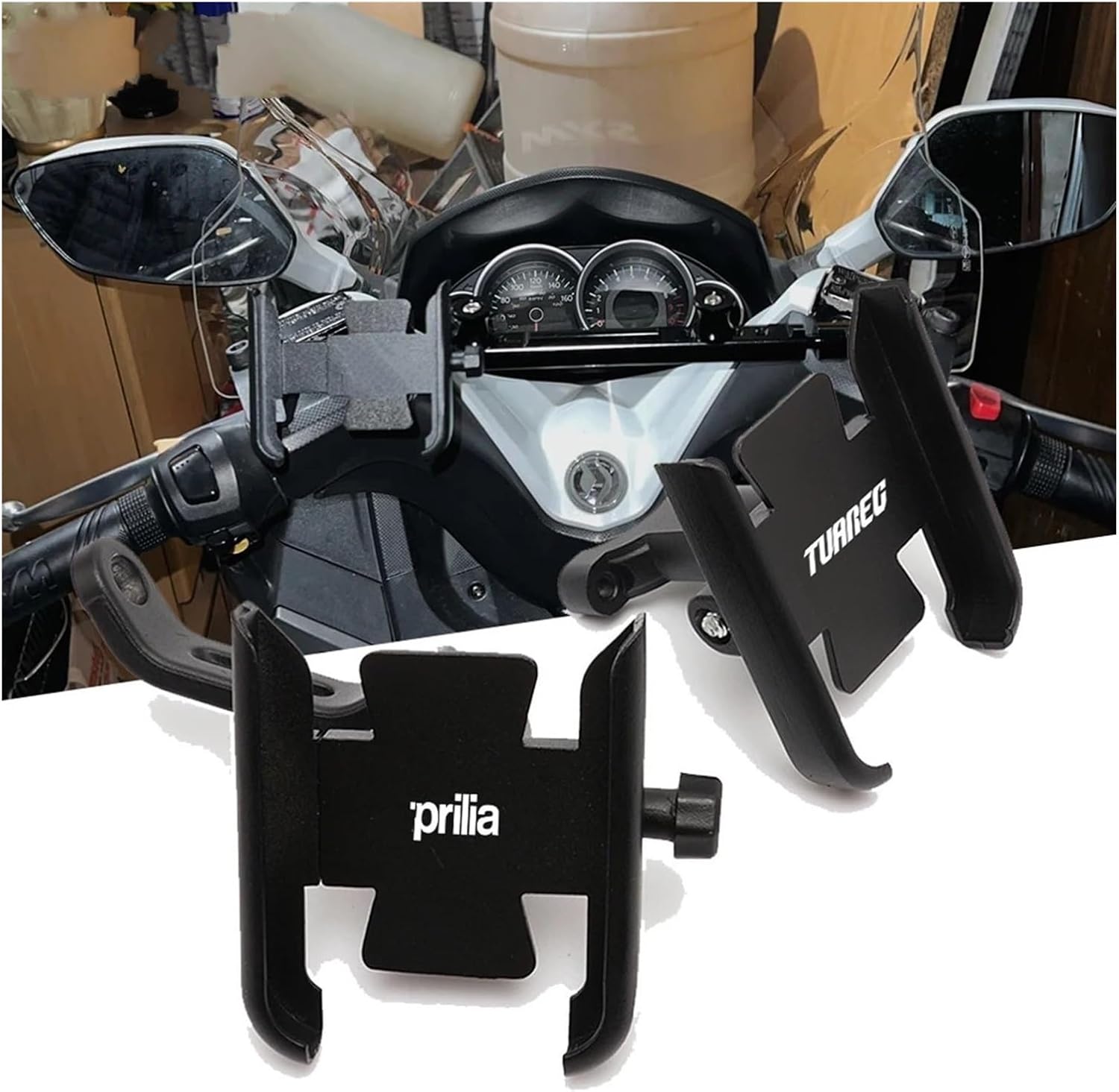 Motorcycle Accessories Handlebar Phone Mount for Tuareg SRMAX 300 250 GPR 150 125 RS 660 1000R RSV4 V4R(Black)