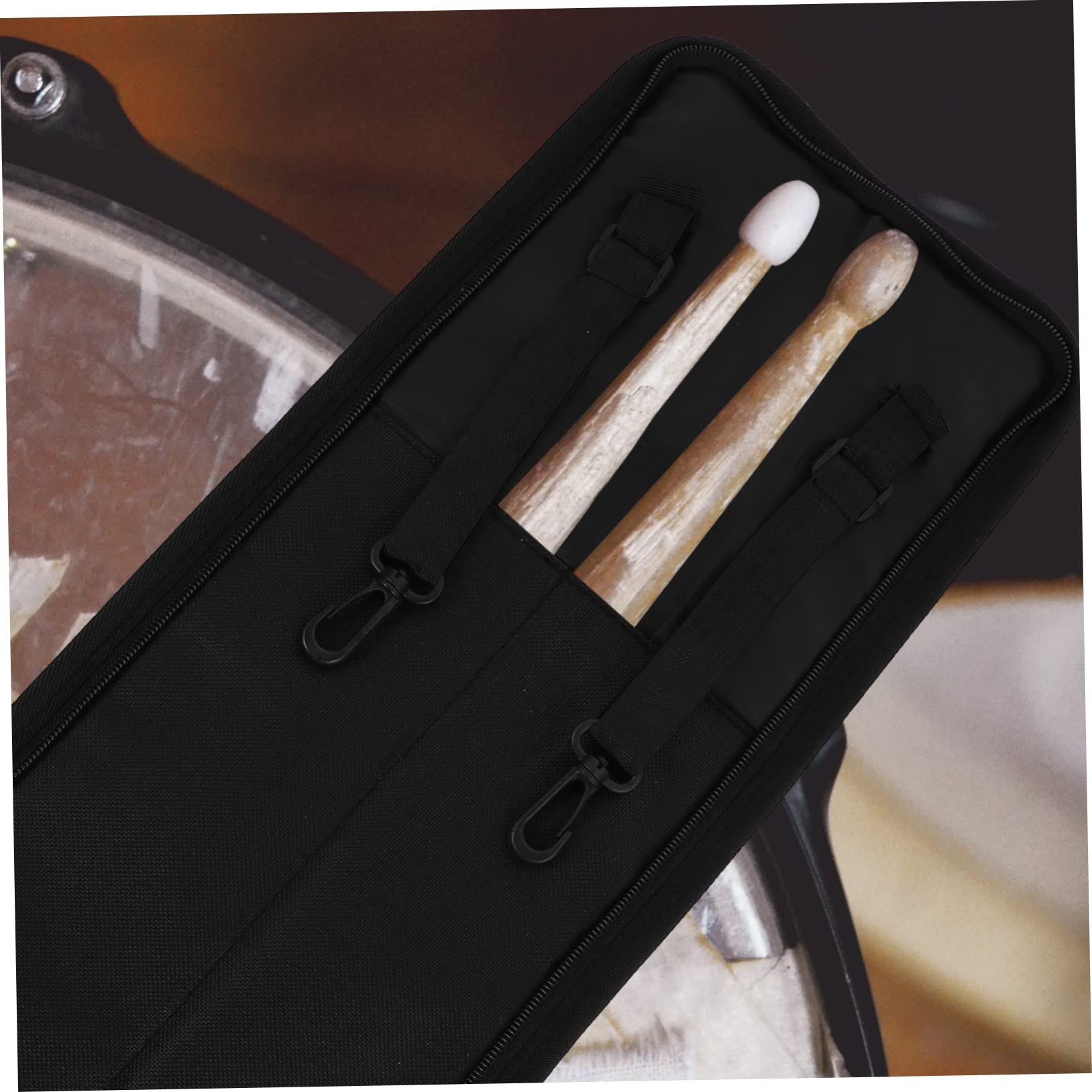 Toddmomy 600d Oxford Drum Stick Bag Sturdy Shoulder Pouch for Carrying Drumsticks Water-resistant Drum Mallets Storage Case