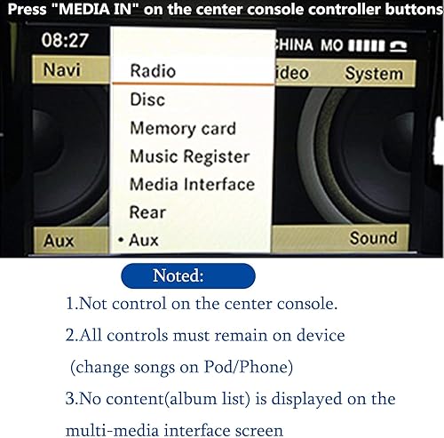 Miniatura 5 de Cable macho de entrada auxiliar de audio de Mercedes Benz, Hain 0.138 in Aux en adaptador para MB W203 AC289