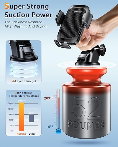 Miniatura 2 de Humixx Soporte de teléfono para automóvil Supersucción de grado militar Soporte universal manos libres para teléfono de automóvil para salpicadero