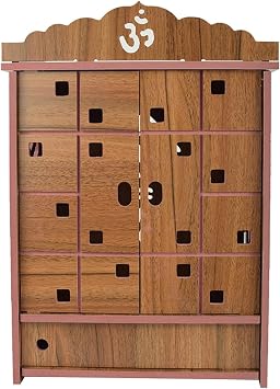 Royal Kurta Contemporary Puja Mandir, Wall Mount, Wooden Temple for Home, Small Size Design 6