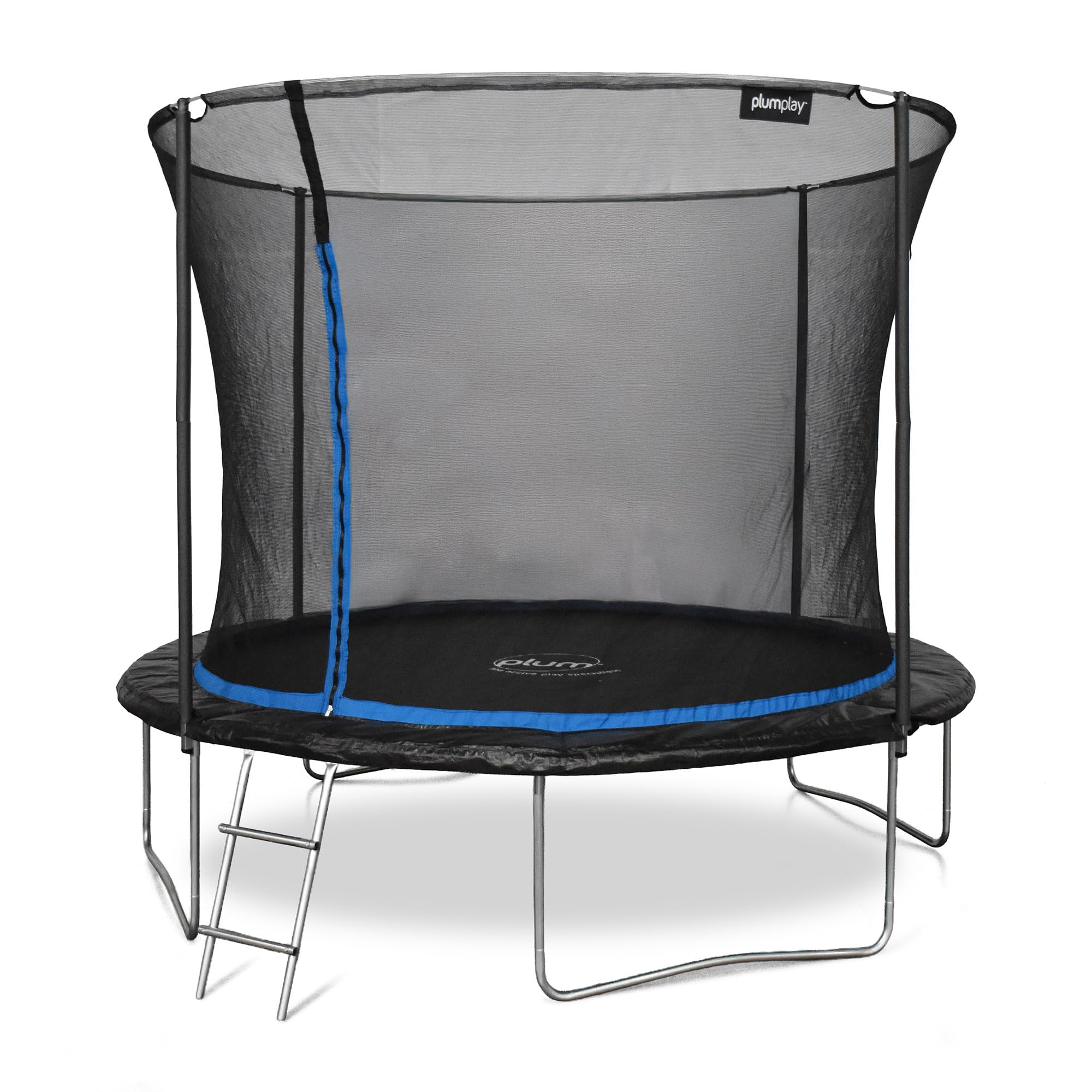 Plum Play Outdoor Trampoline 8ft / 10ft Secure Trampoline with Safety Net Enclosure and Ladder (10ft / 305cm)