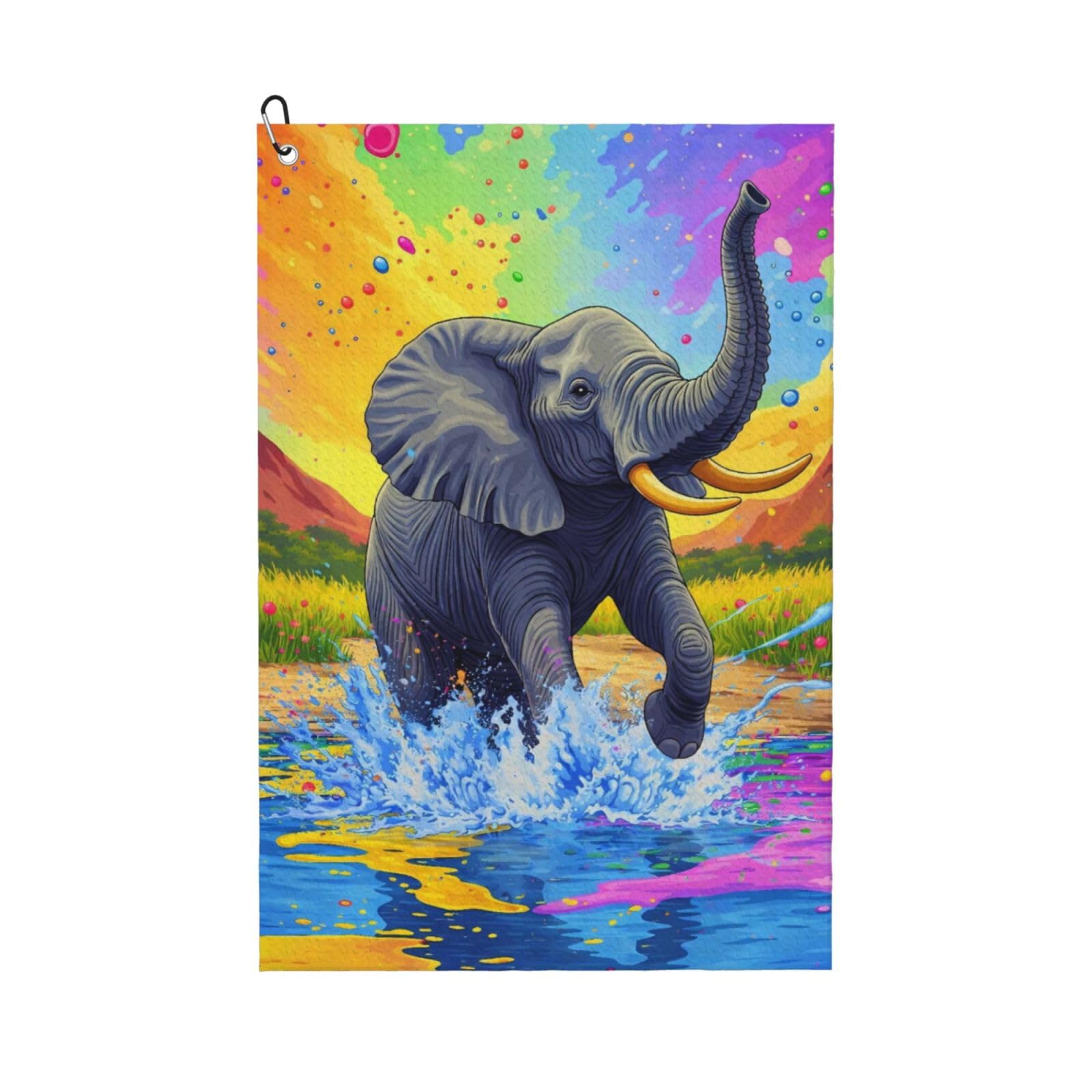 Oudrspo Lovely Cartoon Elephant Multi-Functional Golf Towel | Absorbent Quick Drying 16x24in