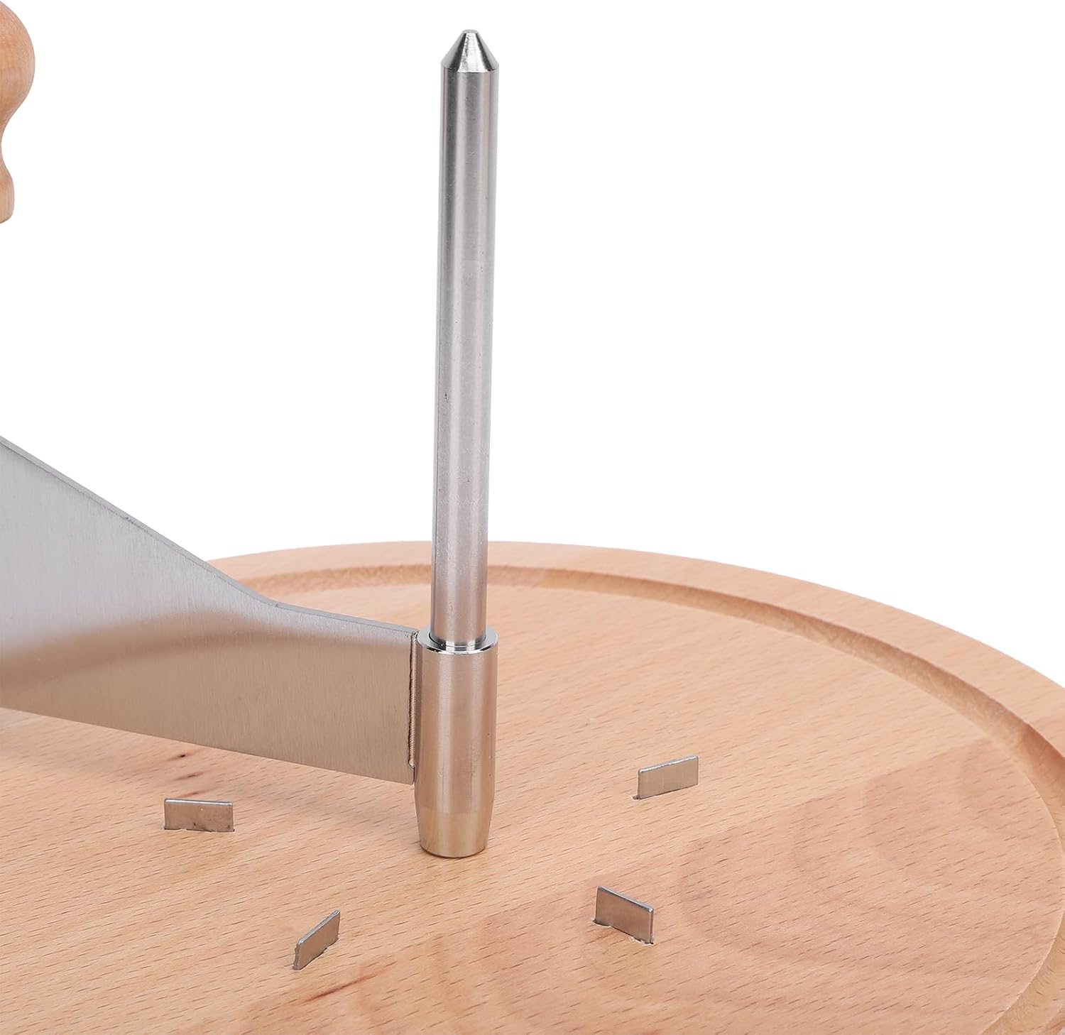 AUNMAS Cheese Wheel Curler, Stainless Steel Spiral Cheese Shaver with Beech Wood Base Cheese Maker for Home, Restaurants, Cafes, Dessert Shops