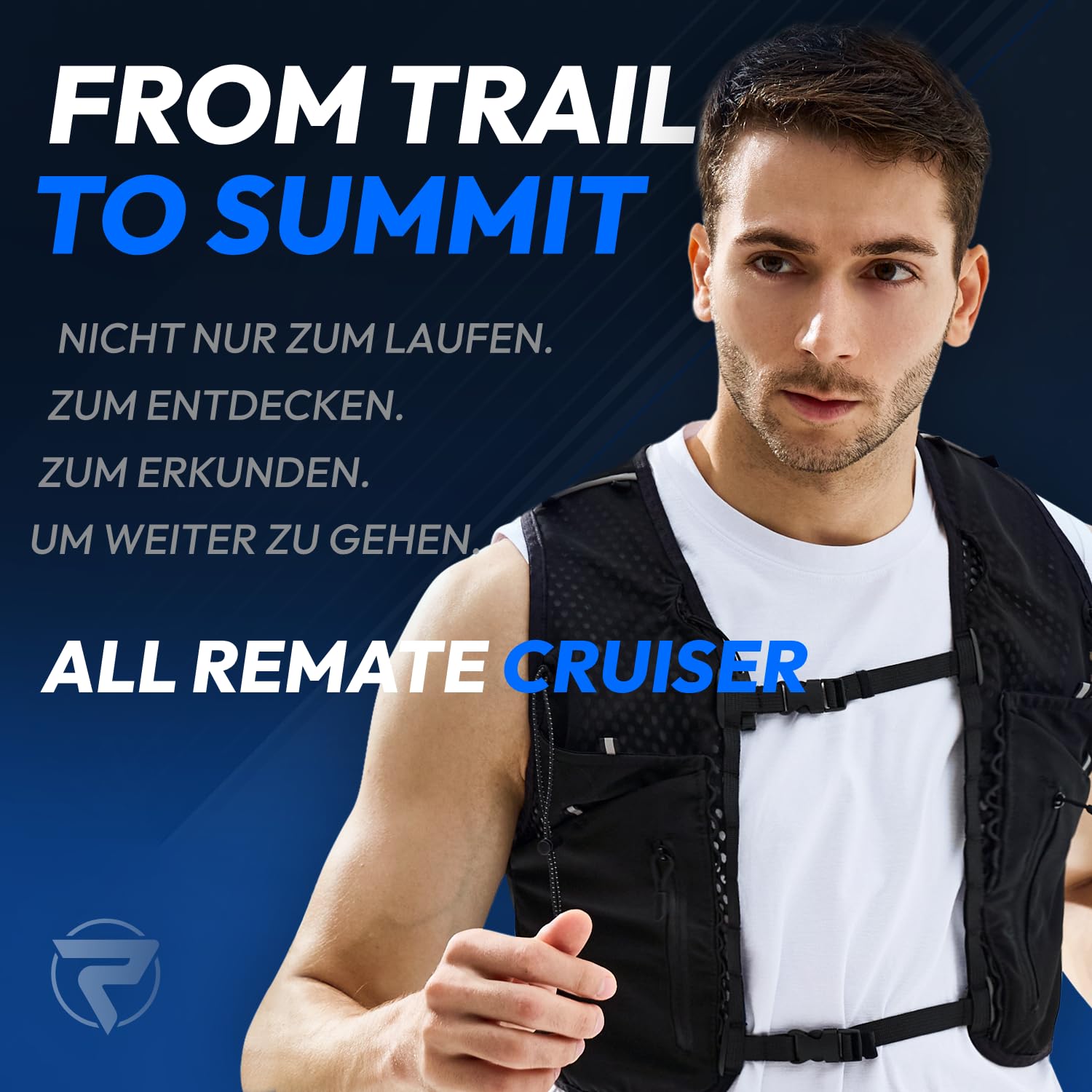 Cruiser Mountain Trailrunning-Weste für lange Strecken, 11 Taschen 6 Riemen Wanderrucksack mit Trinkflasche & Signalpfeife