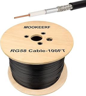 MOOKEERF RG58 Coaxial Cable 100ft, Low Loss Cable RG58 50 Ohm Coax Cable for WiFi/Router Signal Booster Amplifer Extension Cable